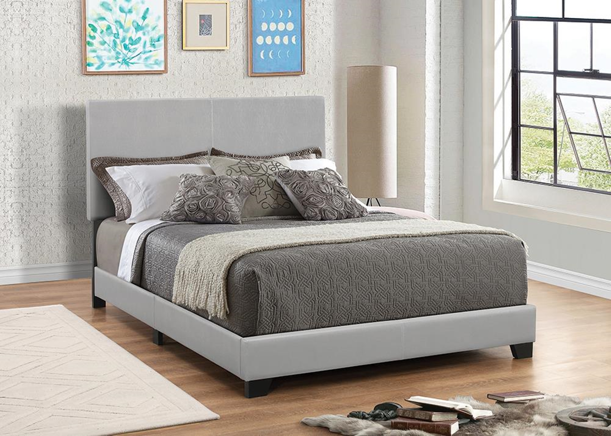 Dorian Grey Faux Leather Full Bed - Click Image to Close