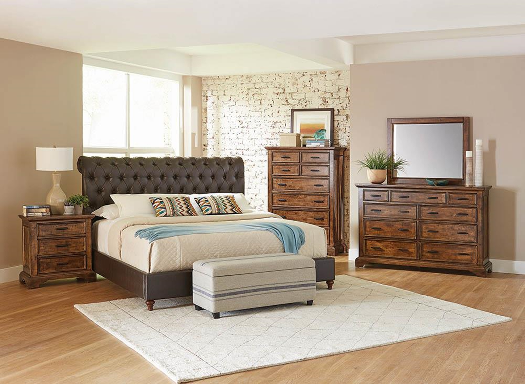 Gresham Brown Upholstered Full Bed - Click Image to Close