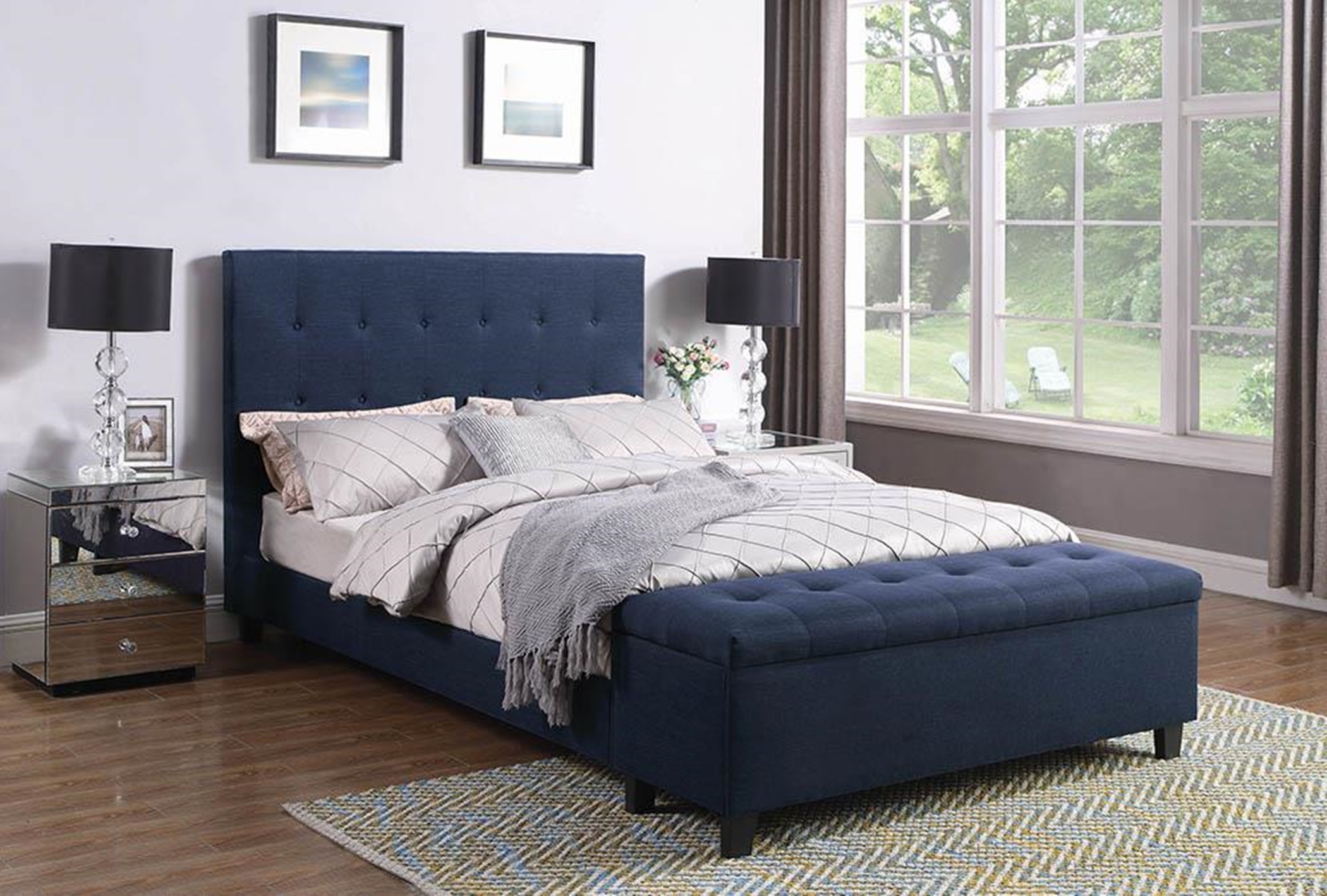Halpert Blue Queen Bed - Click Image to Close