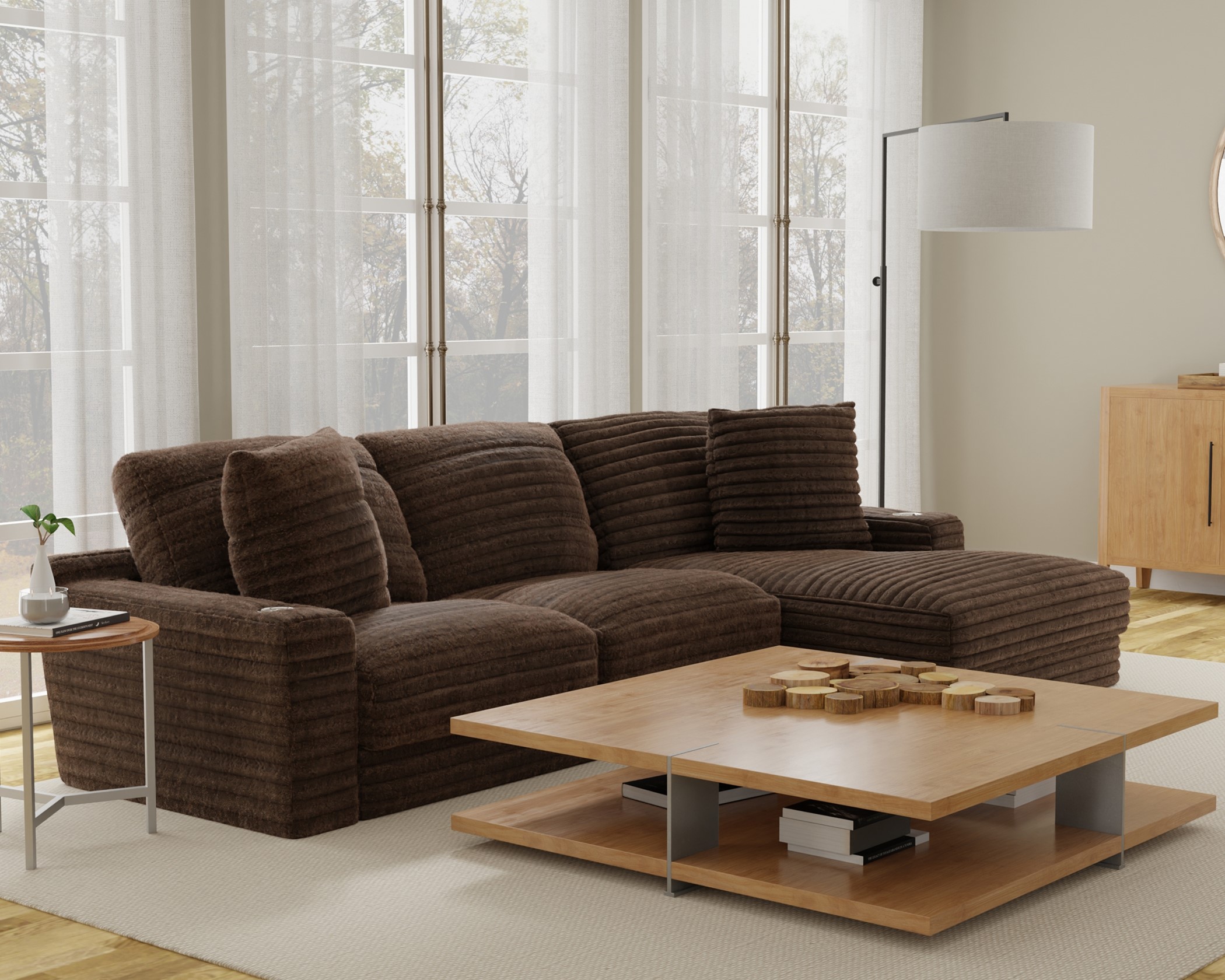 3045 Chocolate Sectional - Click Image to Close