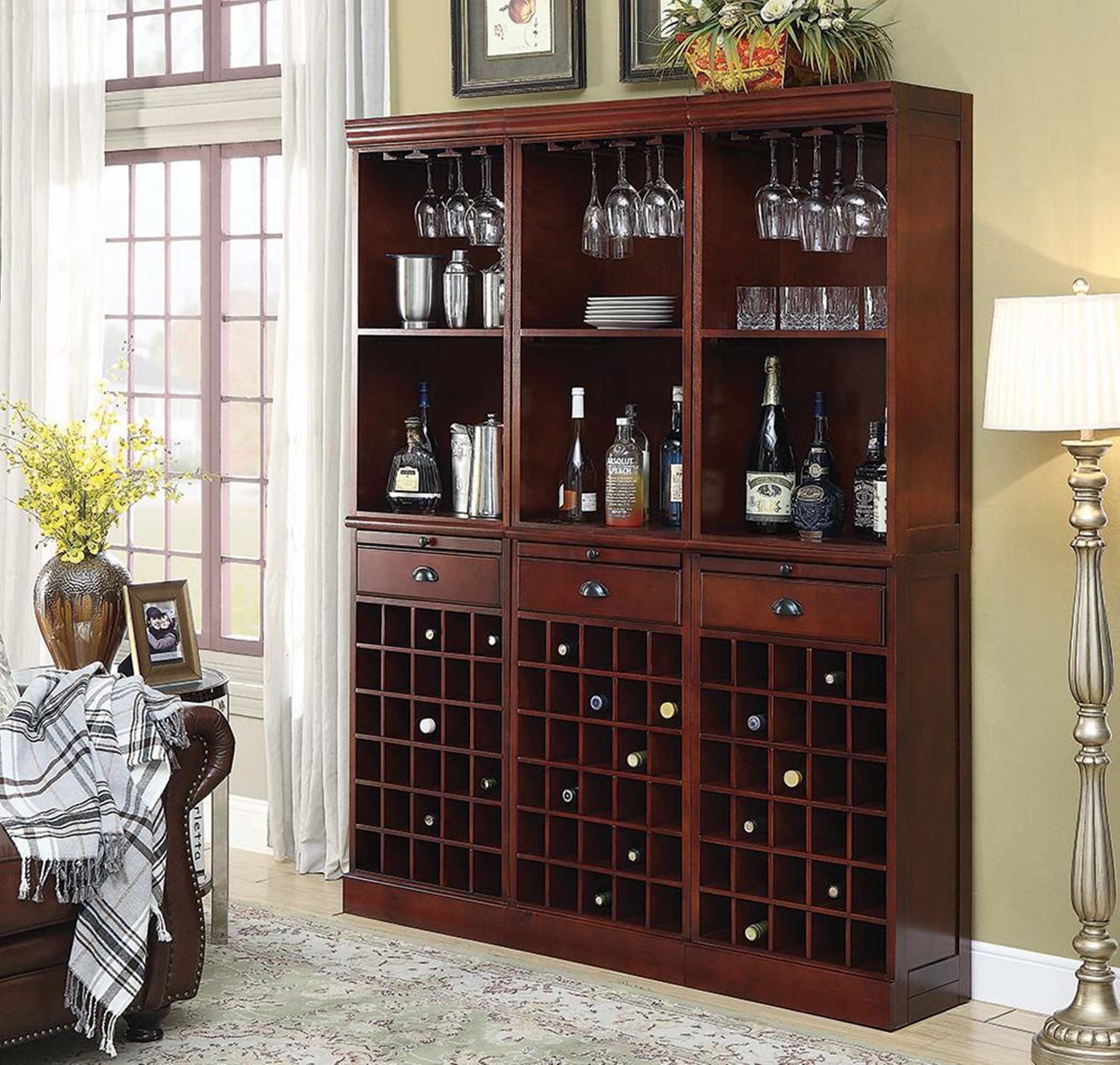 Classic Cherry Wall Bar Unit - Click Image to Close
