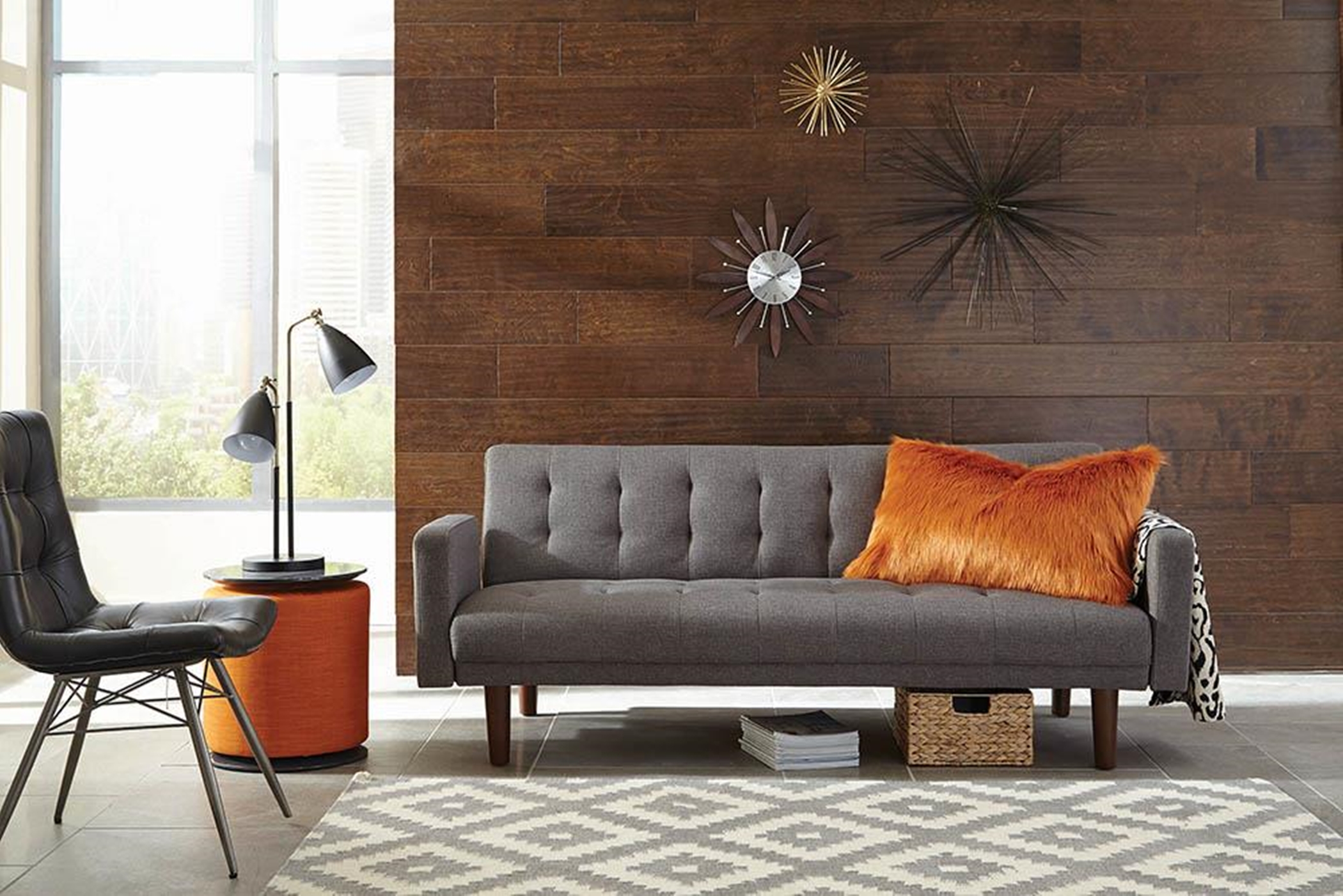 Skylar Transitional Grey Sofa Bed - Click Image to Close