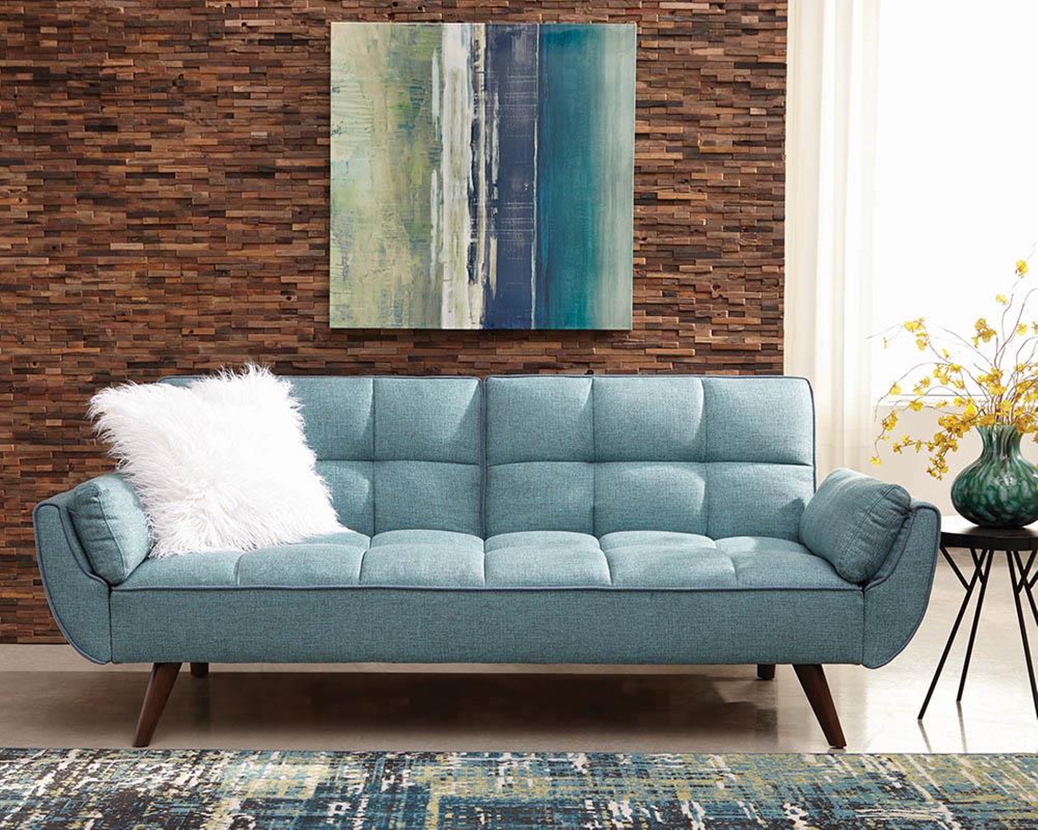 Skylar Transitional Blue Sofa Bed - Click Image to Close