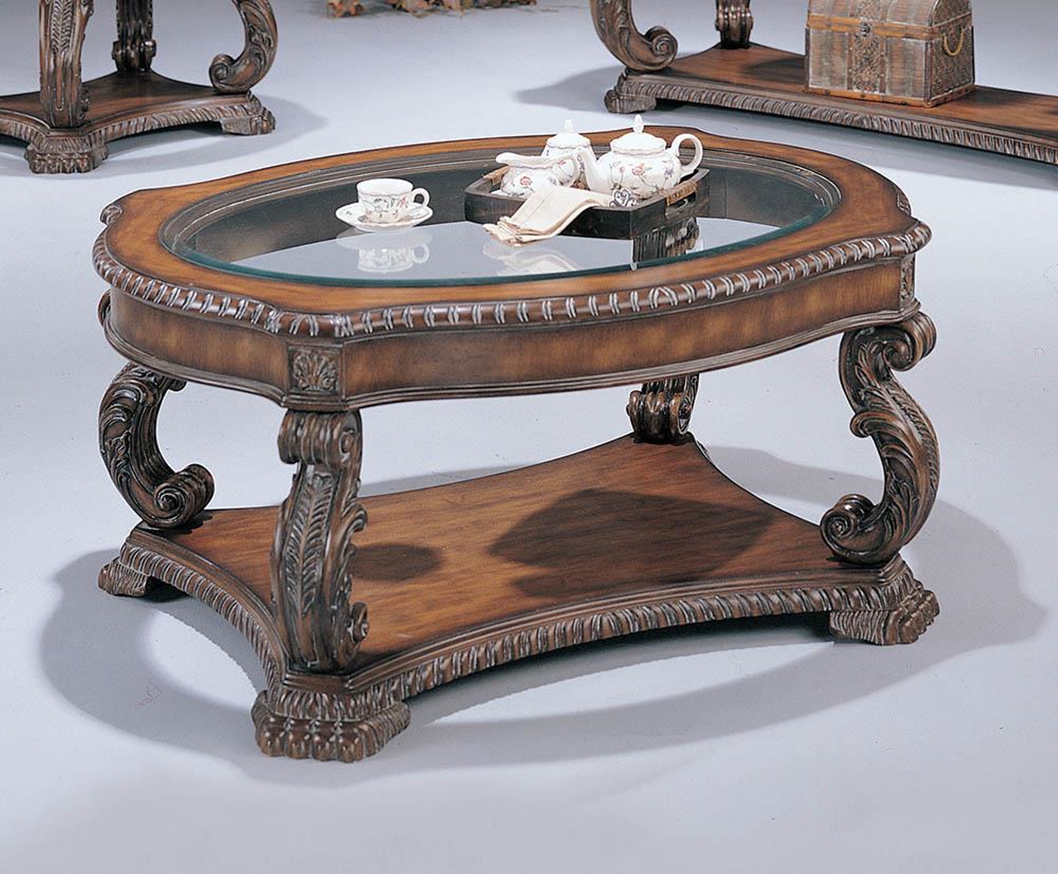 Garroway Traditional Brown Coffee Table - Click Image to Close