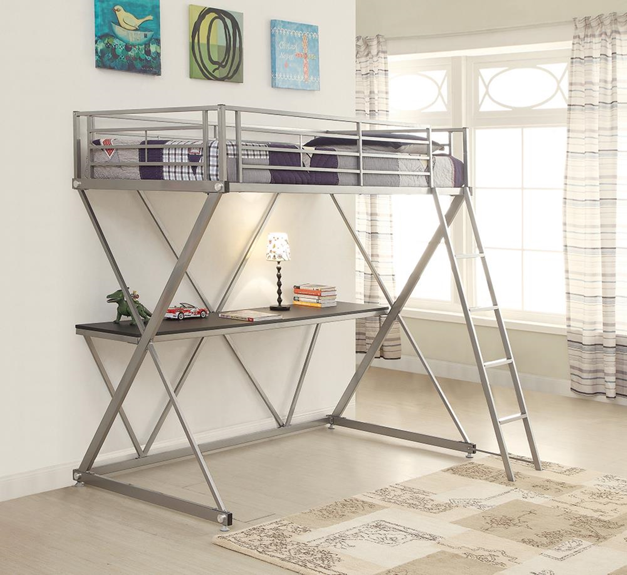 Twin Workstation Loft Bed - Click Image to Close