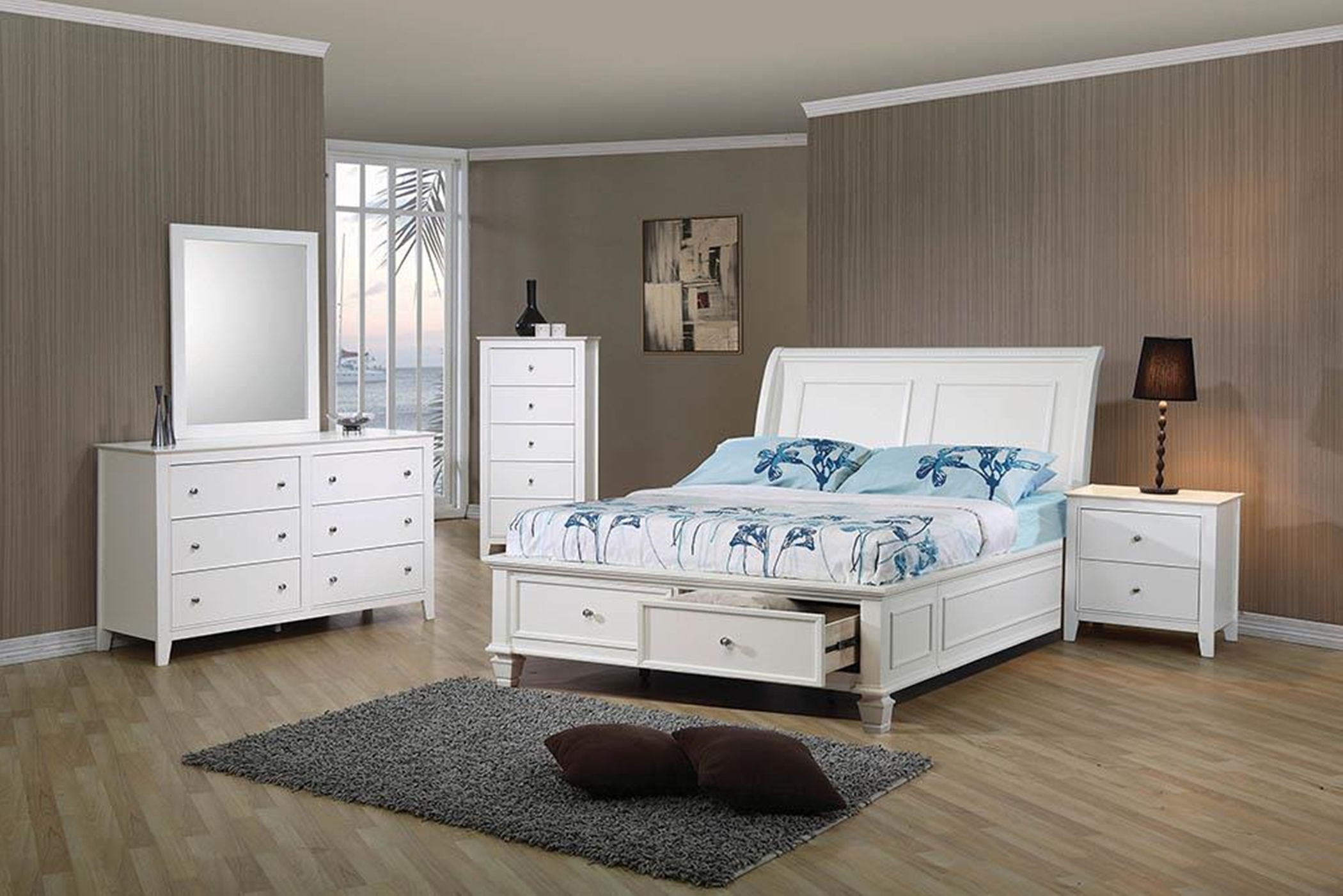 Selena Coastal White Full Bed - Click Image to Close