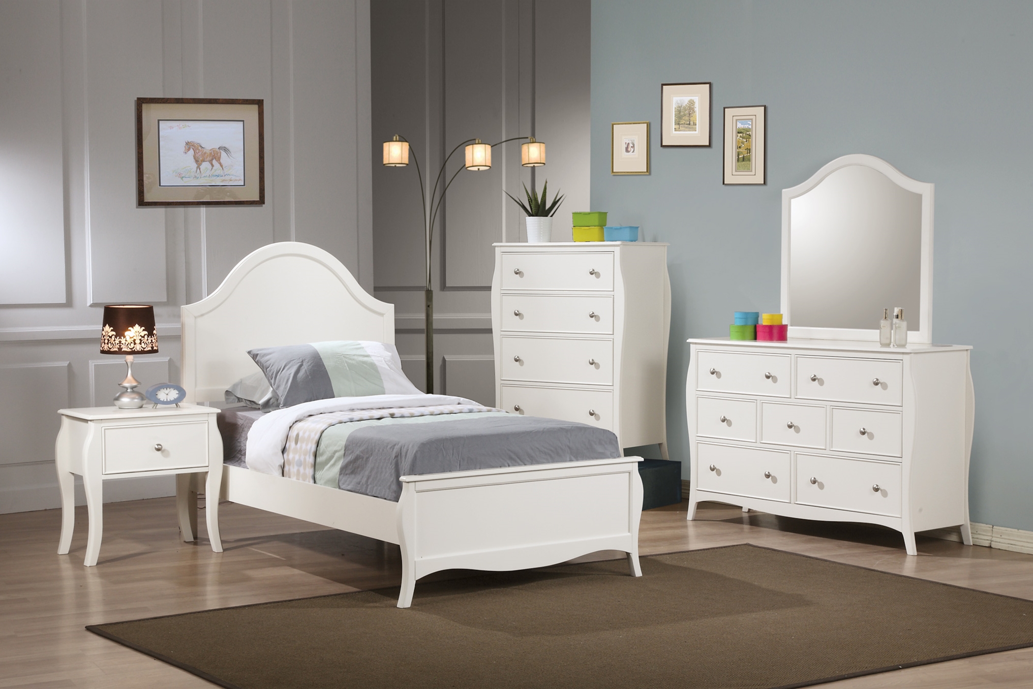Dominique French Country White Twin 5-Pc. - Click Image to Close