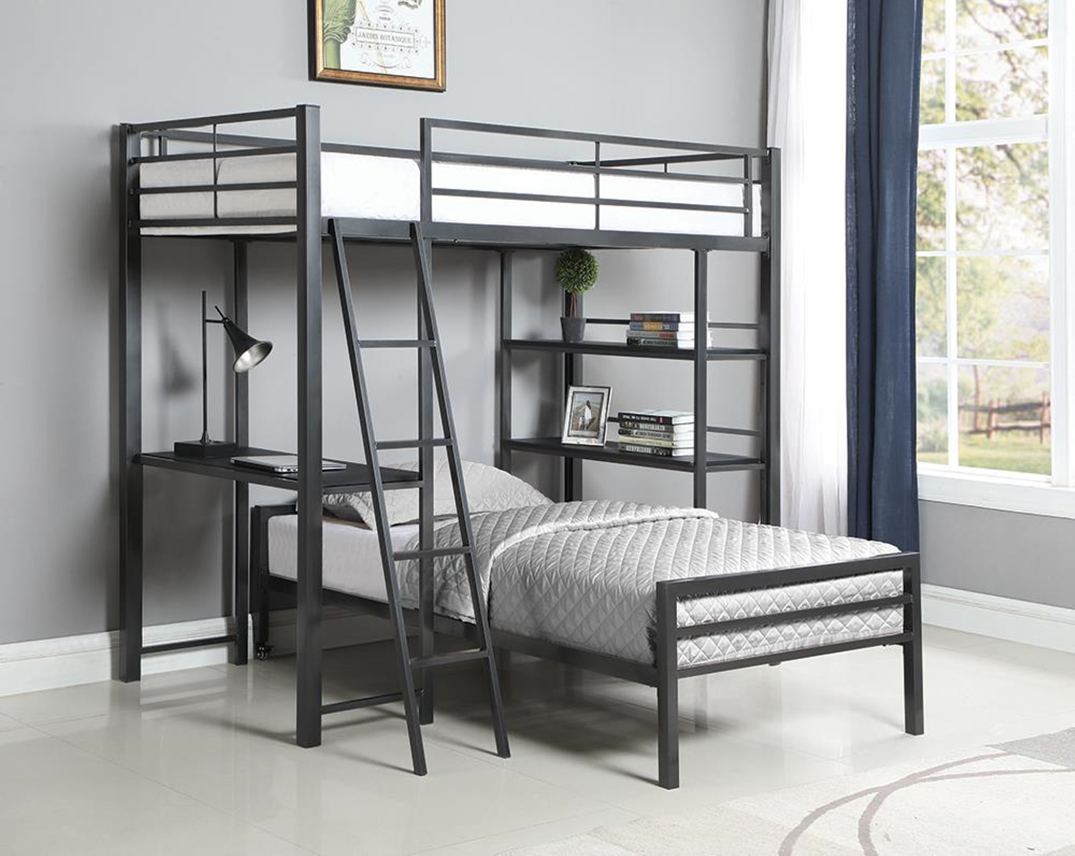 Twin Workstation Loft Bed - Click Image to Close