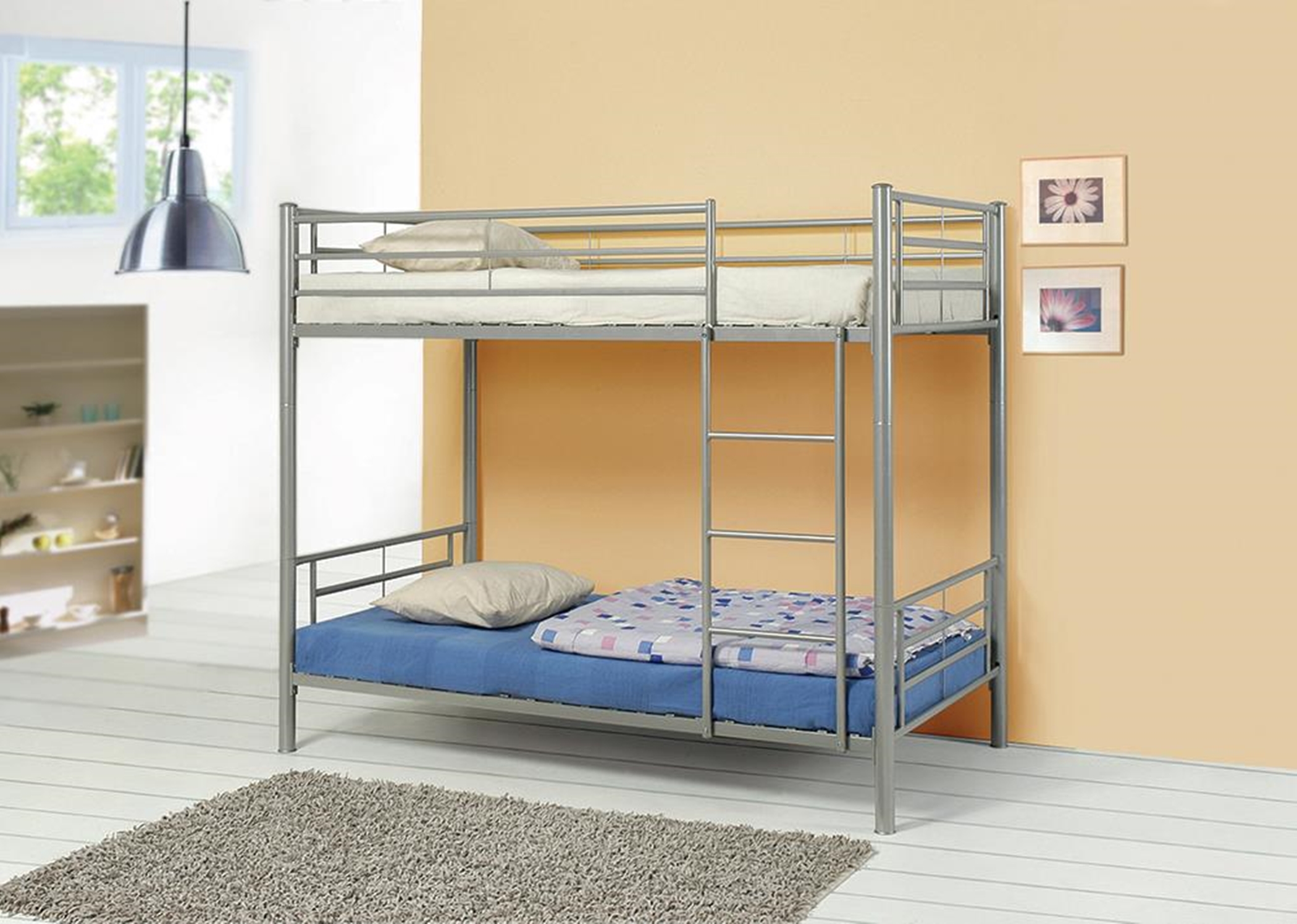 Denley Metal Twin-over-Twin Bunk Bed - Click Image to Close