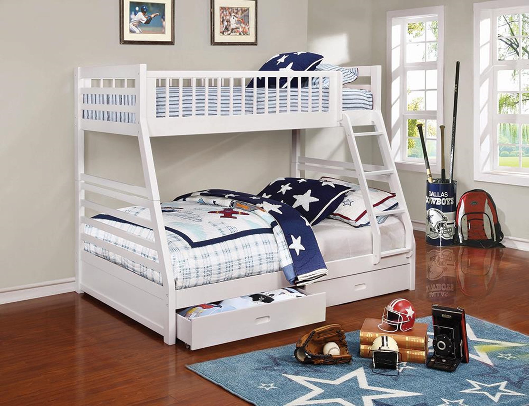 Ashton White Twin-over-Full Bunk Bed - Click Image to Close