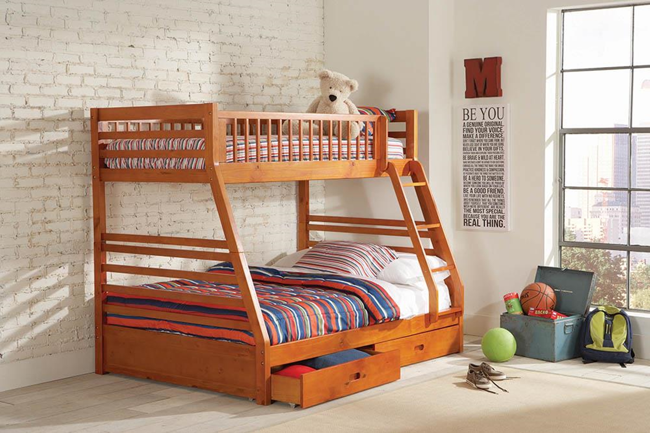 Ashton Honey Twin-over-Full Bunk Bed - Click Image to Close