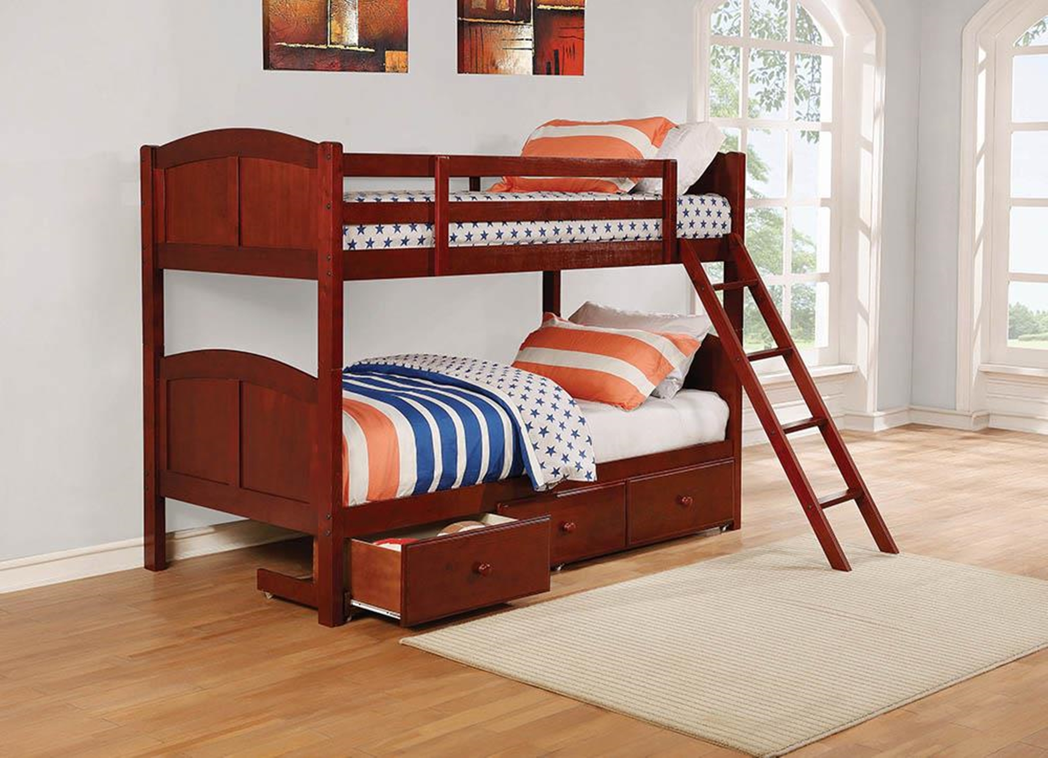 Parker Chestnut Twin-over-Full Bunk Bed - Click Image to Close