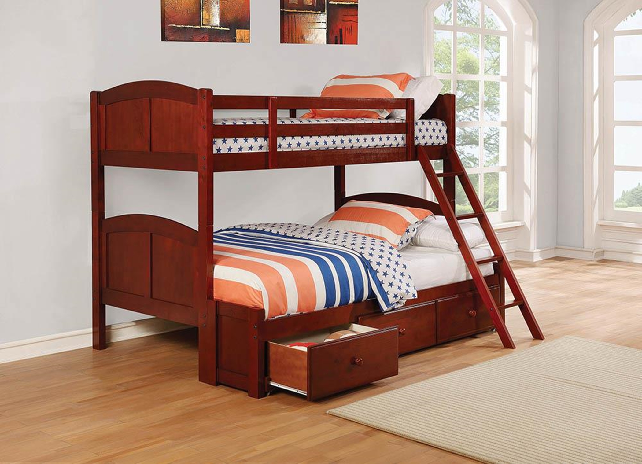 Parker Chestnut Twin-over-Twin Bunk Bed - Click Image to Close