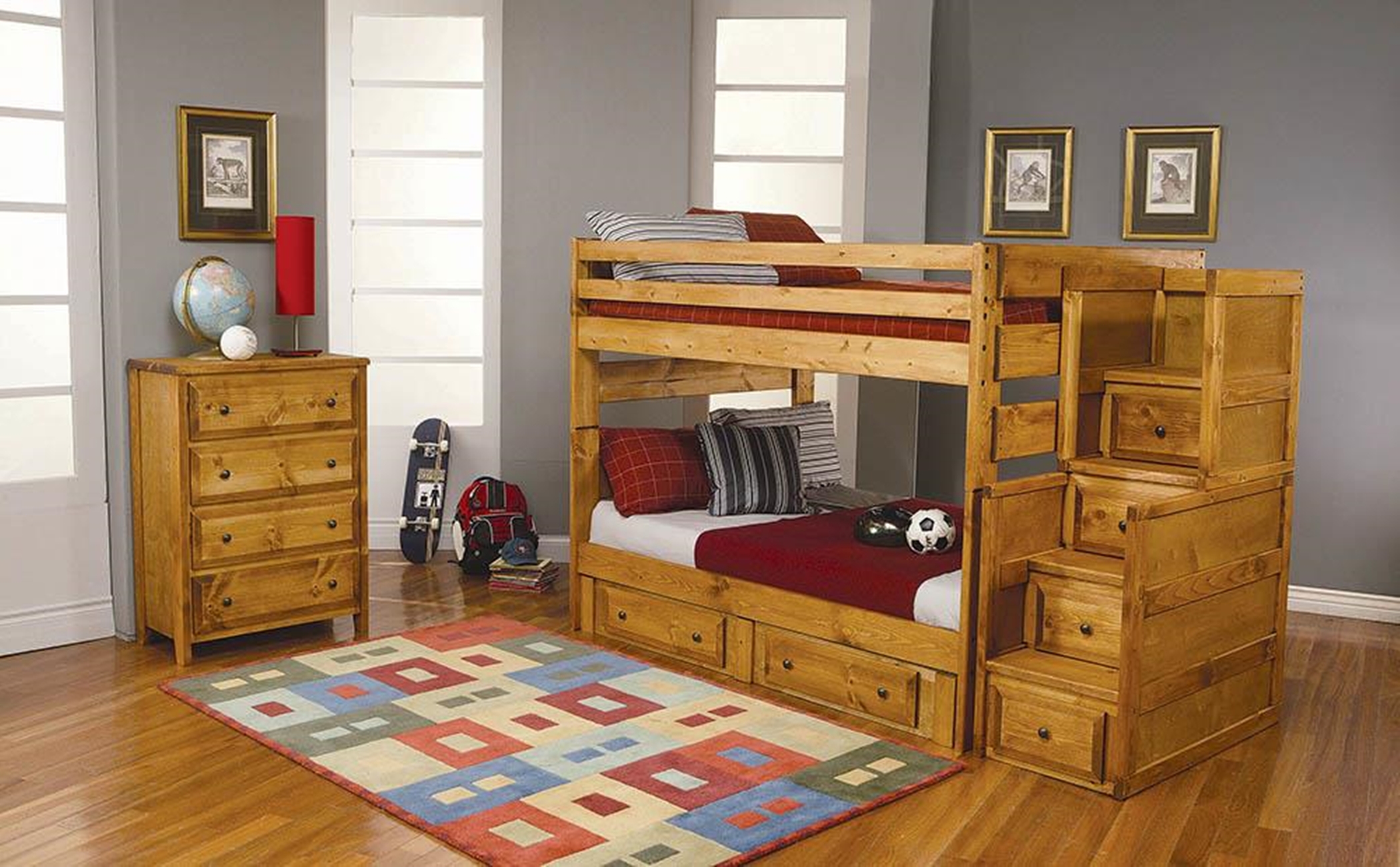 Wrangle Hill Amber Wash Twin-over-Twin Bunk Bed - Click Image to Close