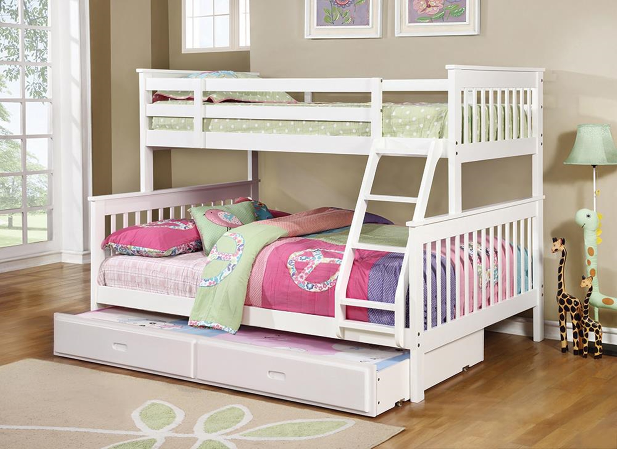 Chapman Transitional White Twin-over-Full Bunk Bed - Click Image to Close