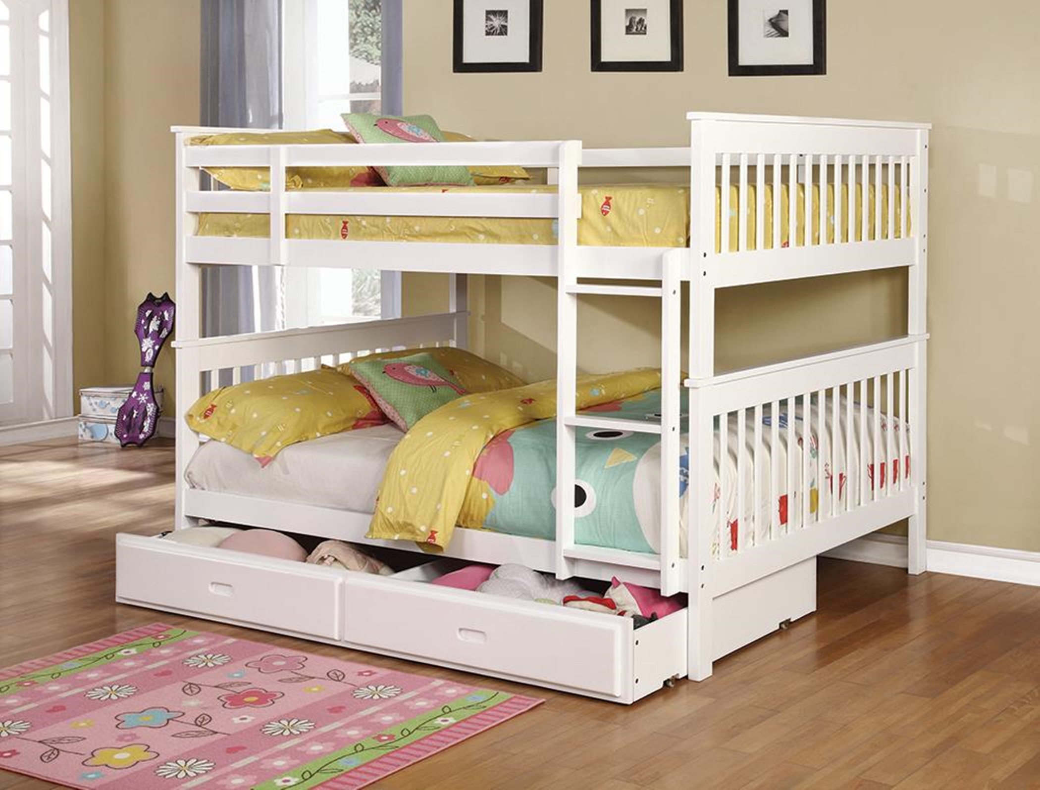 Chapman Traditional White Full-over-Full Bunk Bed - Click Image to Close