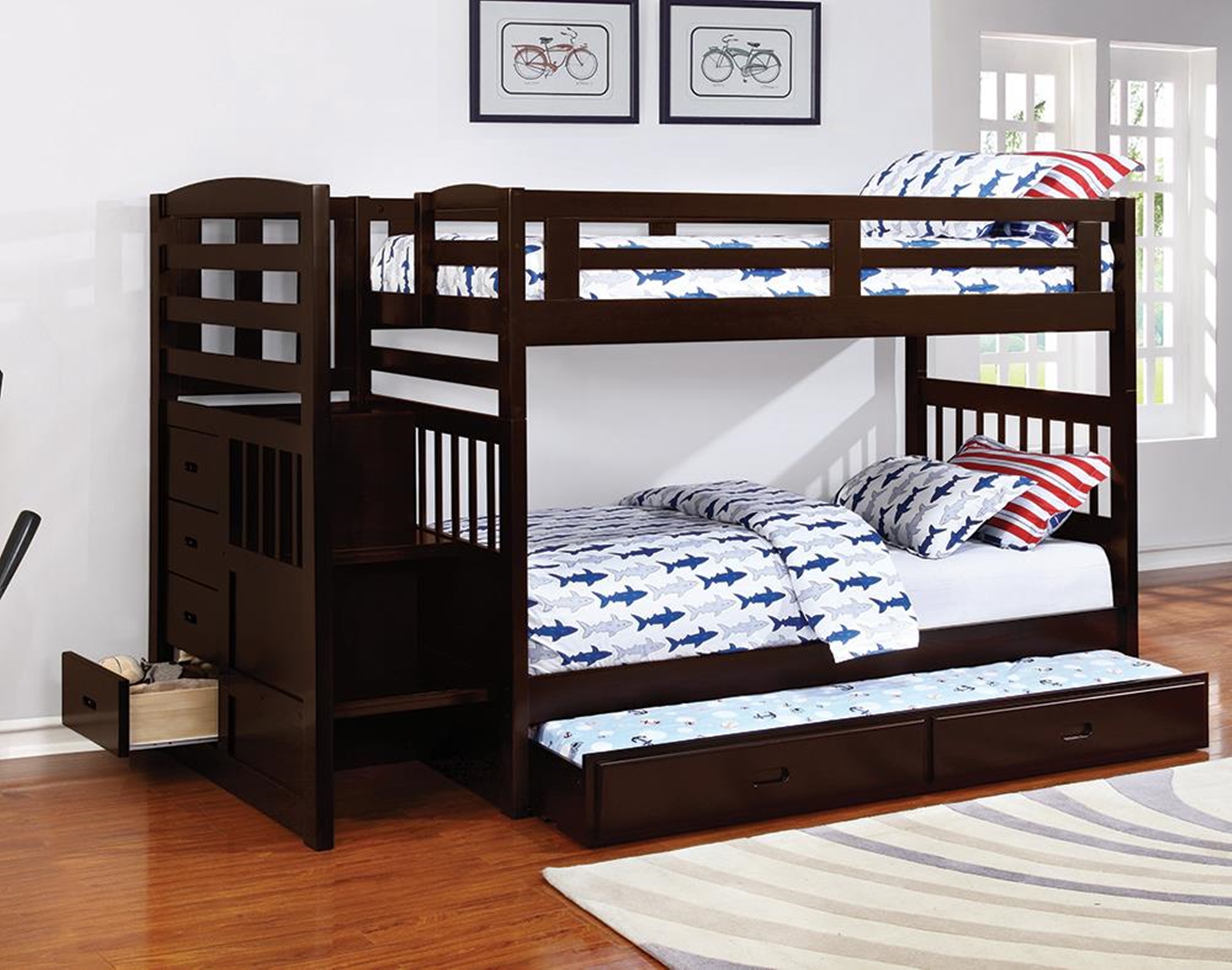 Dublin Traditional Capp. Twin-over-Twin Bunk Bed - Click Image to Close