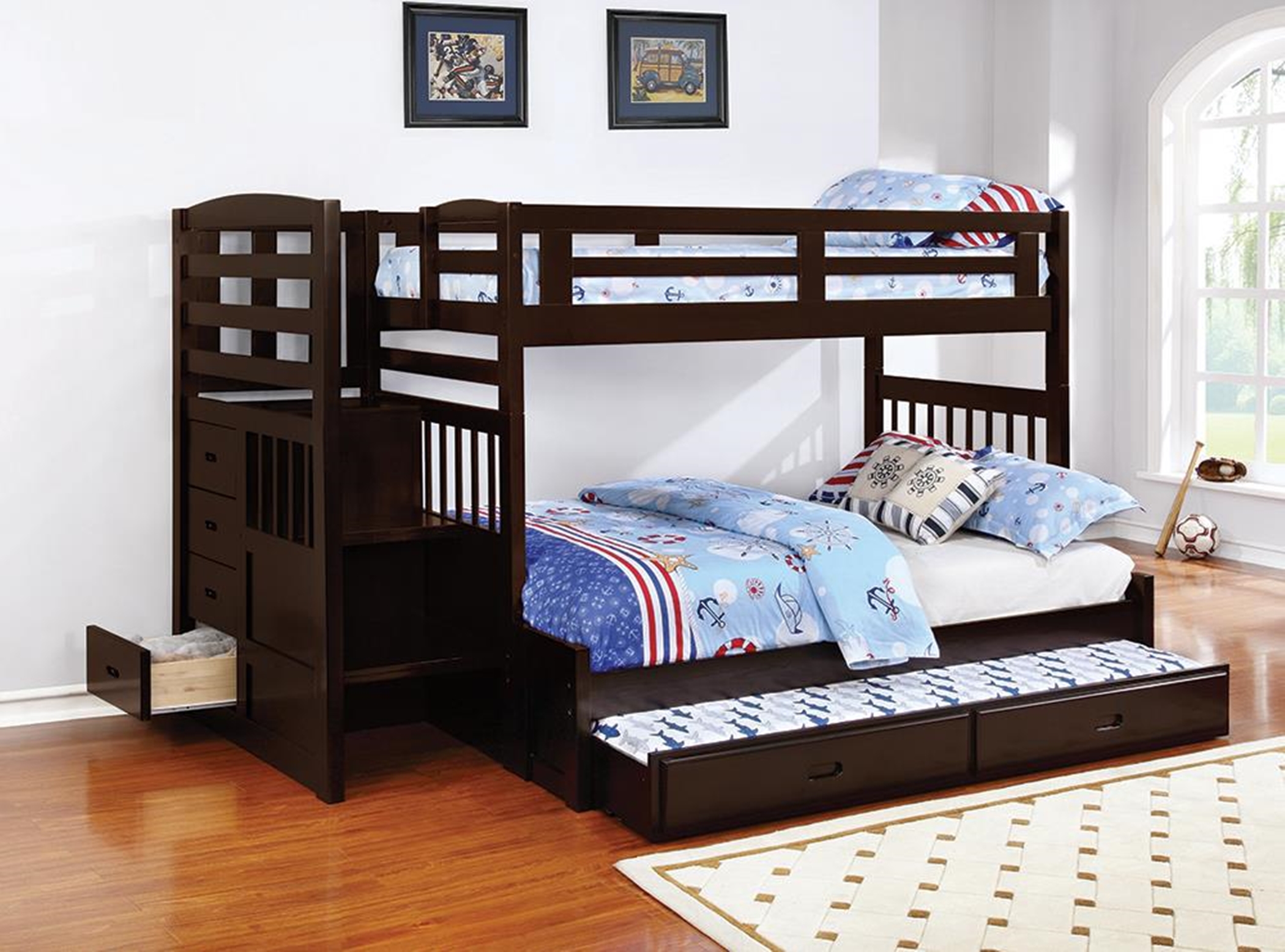 Dublin Traditional Capp. Twin-over-Full Bunk Bed - Click Image to Close
