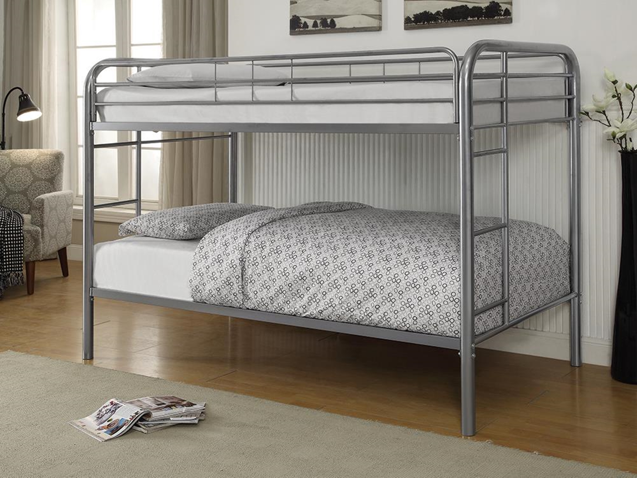 Morgan Silver Twin Bunk Bed - Click Image to Close
