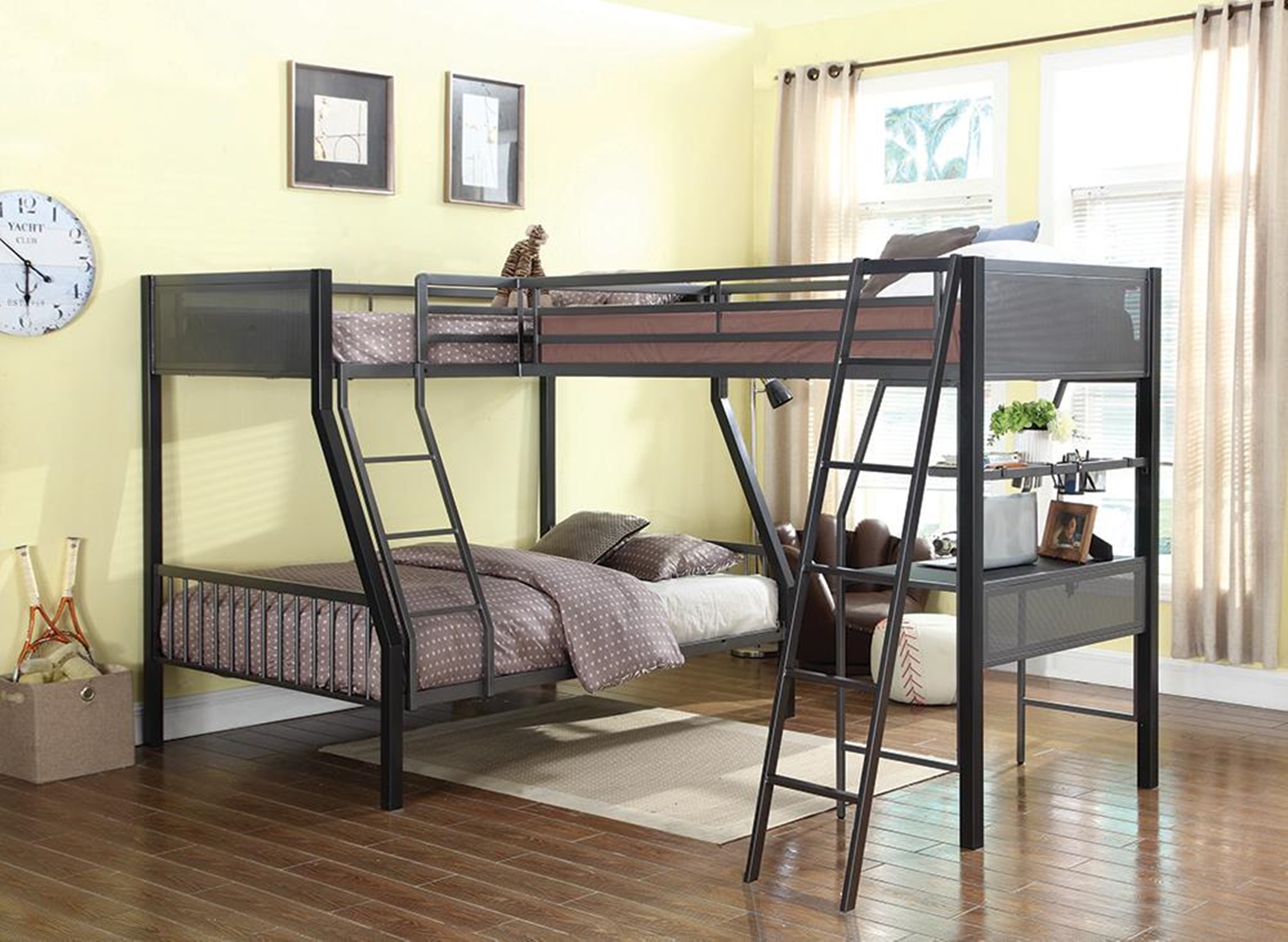 Meyers Traditional Grey Twin-over-Full Bunk Bed - Click Image to Close