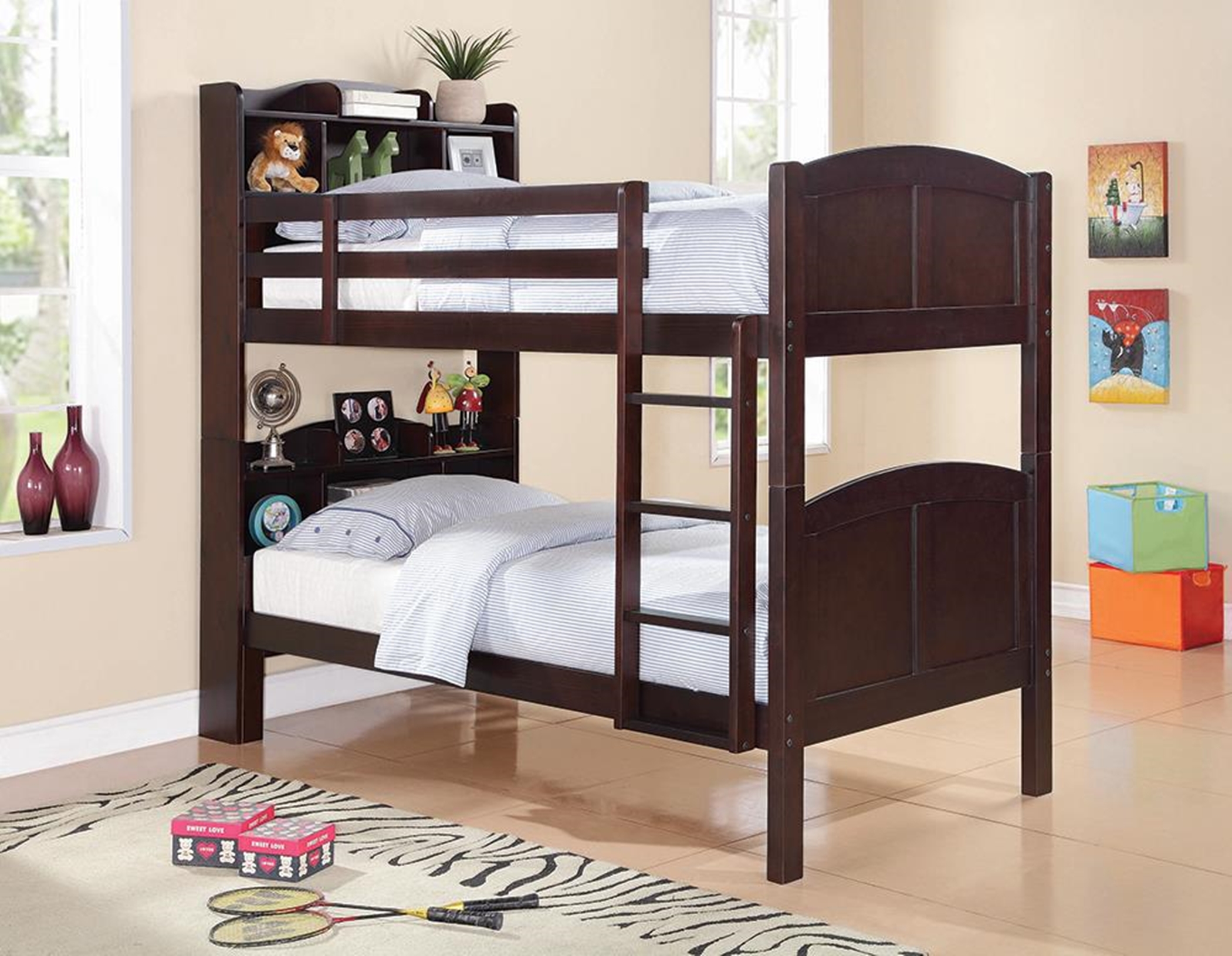 Parker Capp. Twin-over-Twin Bookcase Bunk Bed - Click Image to Close