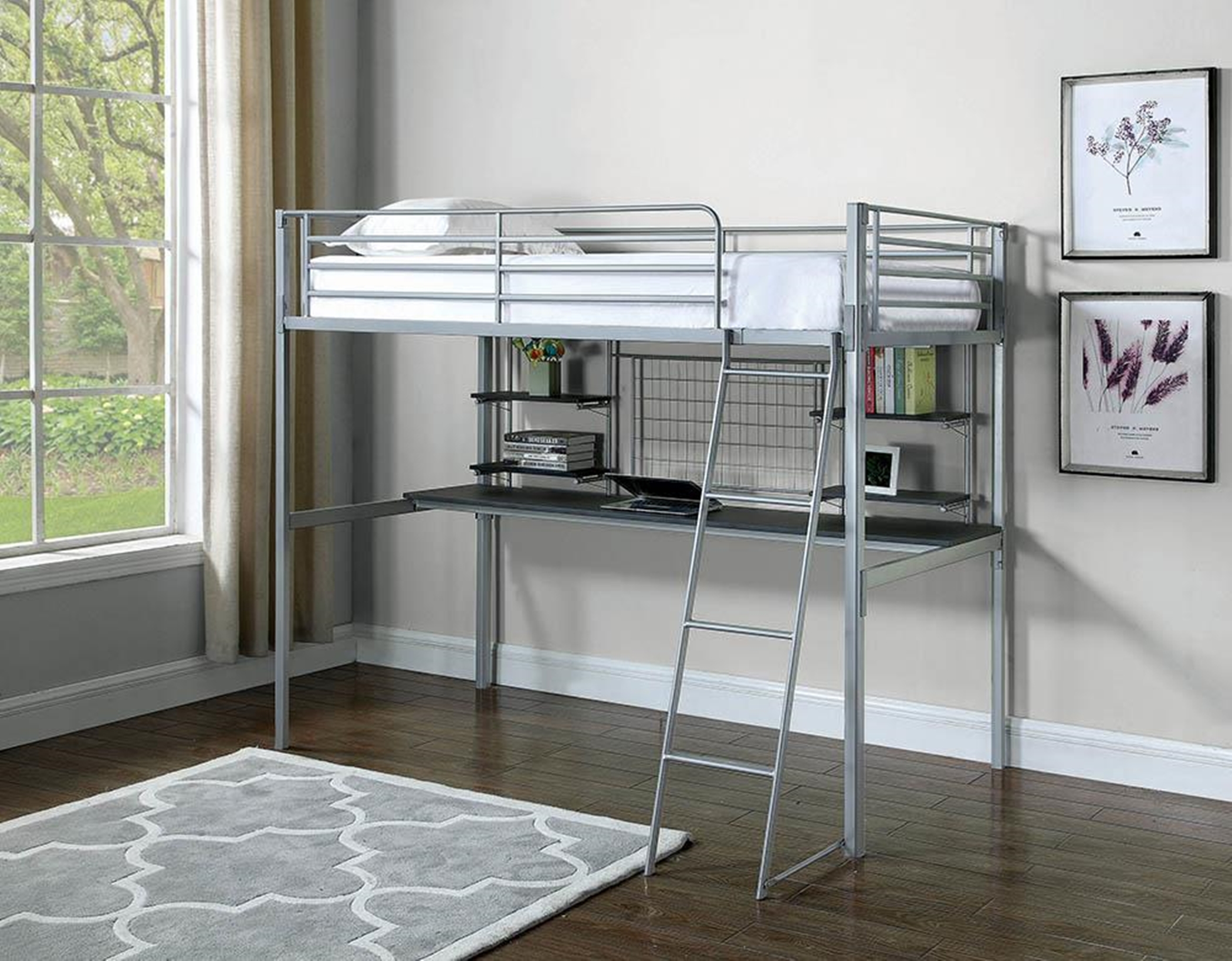 Boltzero Contemporary Silver Twin Loft Bunk Bed - Click Image to Close