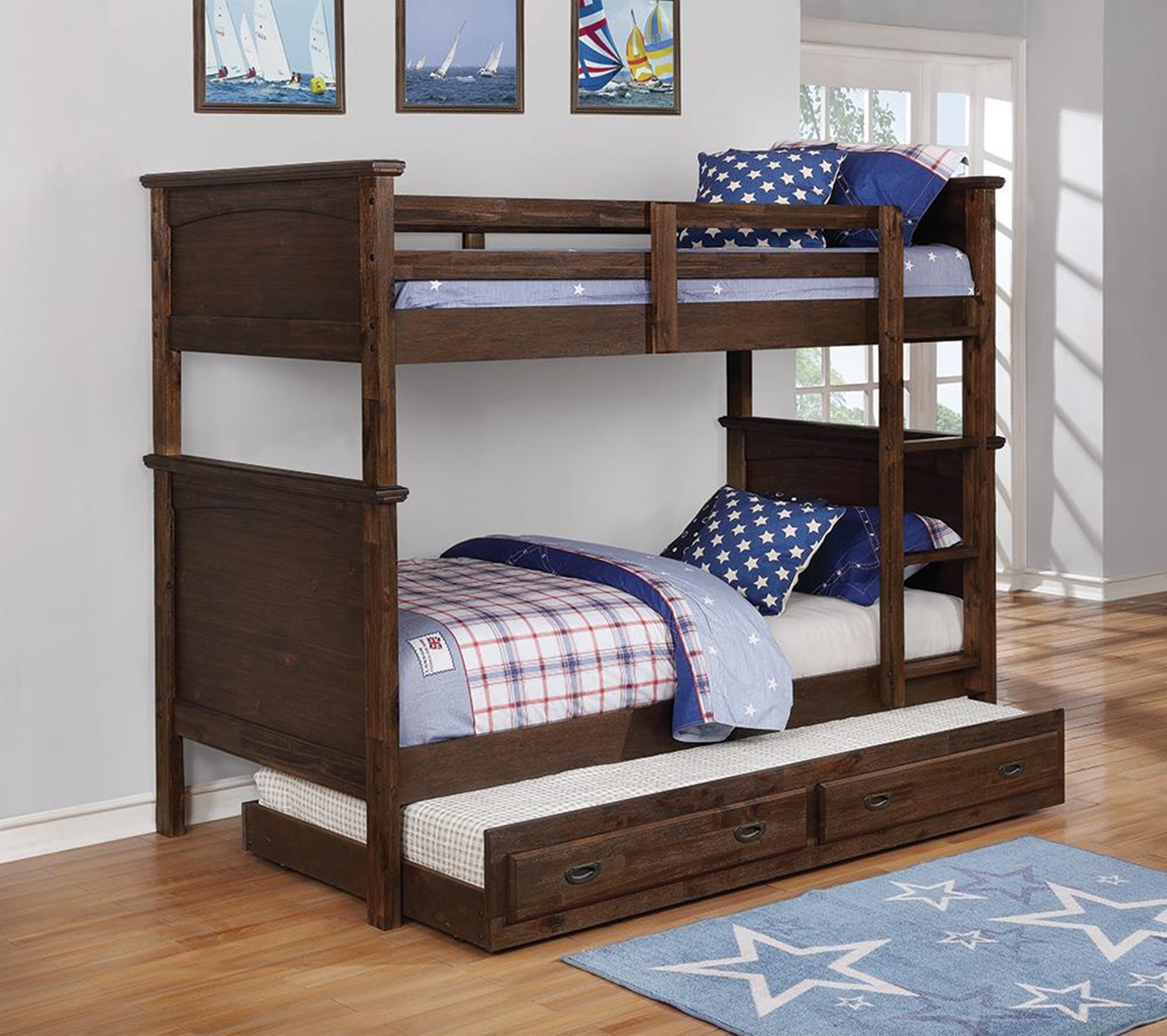 Kinsley Rustic Country Brown Twin-over-Twin Bunk Bed - Click Image to Close