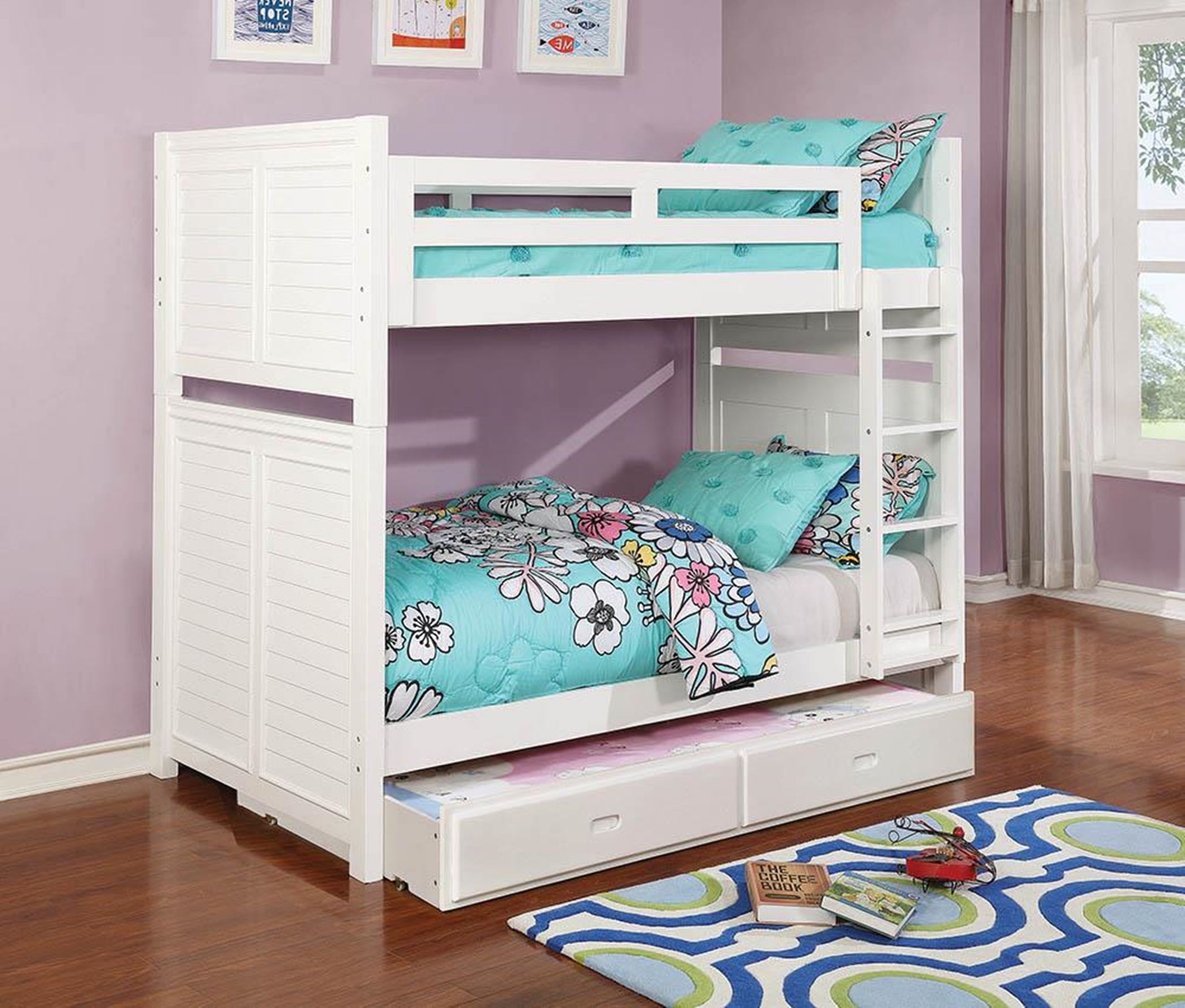 Edith Cottage White Twin-over-Twin Bunk Bed - Click Image to Close