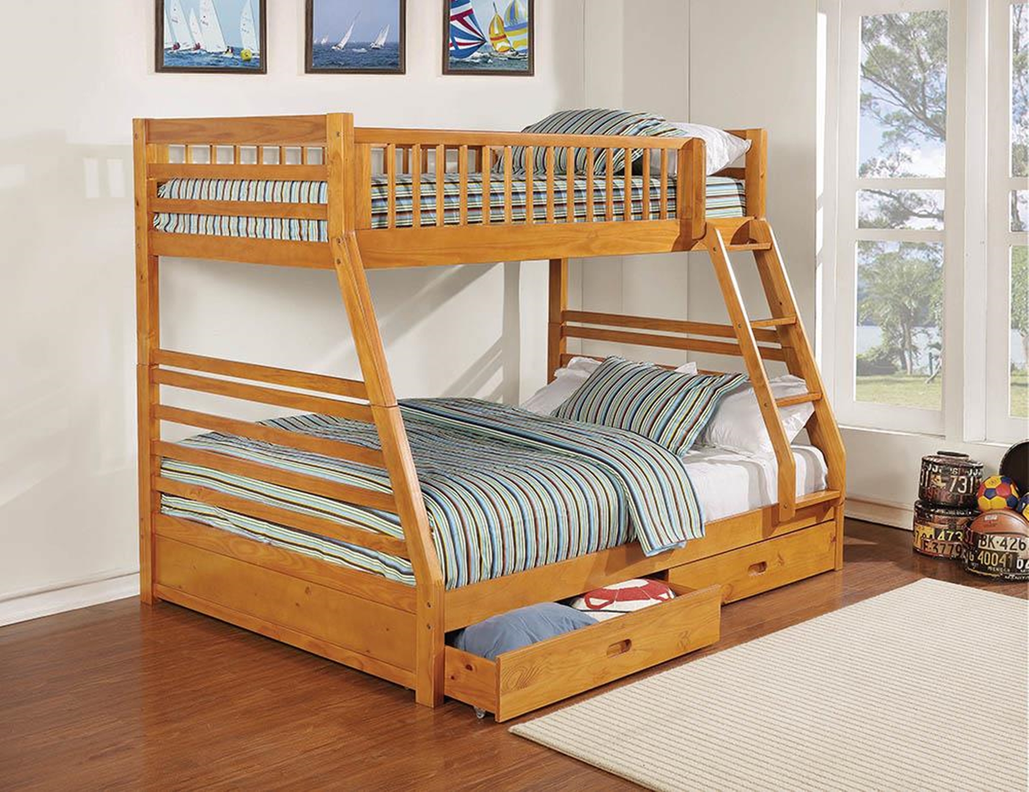 Ashton Light Honey Twin-over-Full Bunk Bed - Click Image to Close