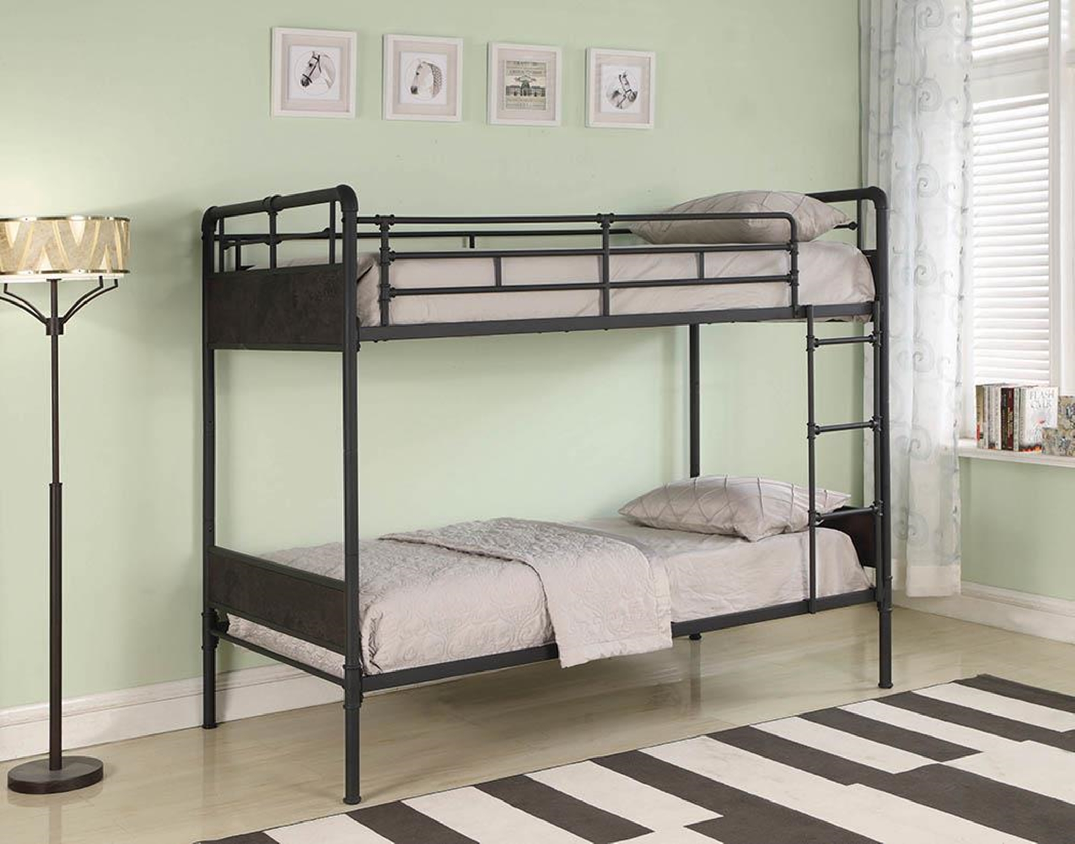 Beesly Industrial Twin-over-Twin Bunk Bed - Click Image to Close