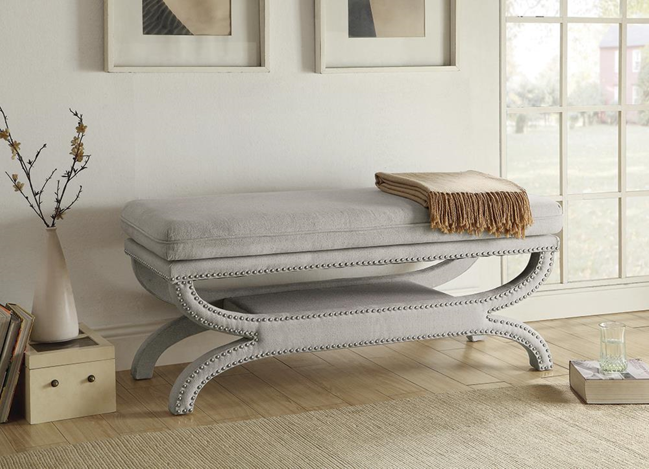 Light Grey Accent Bench - Click Image to Close