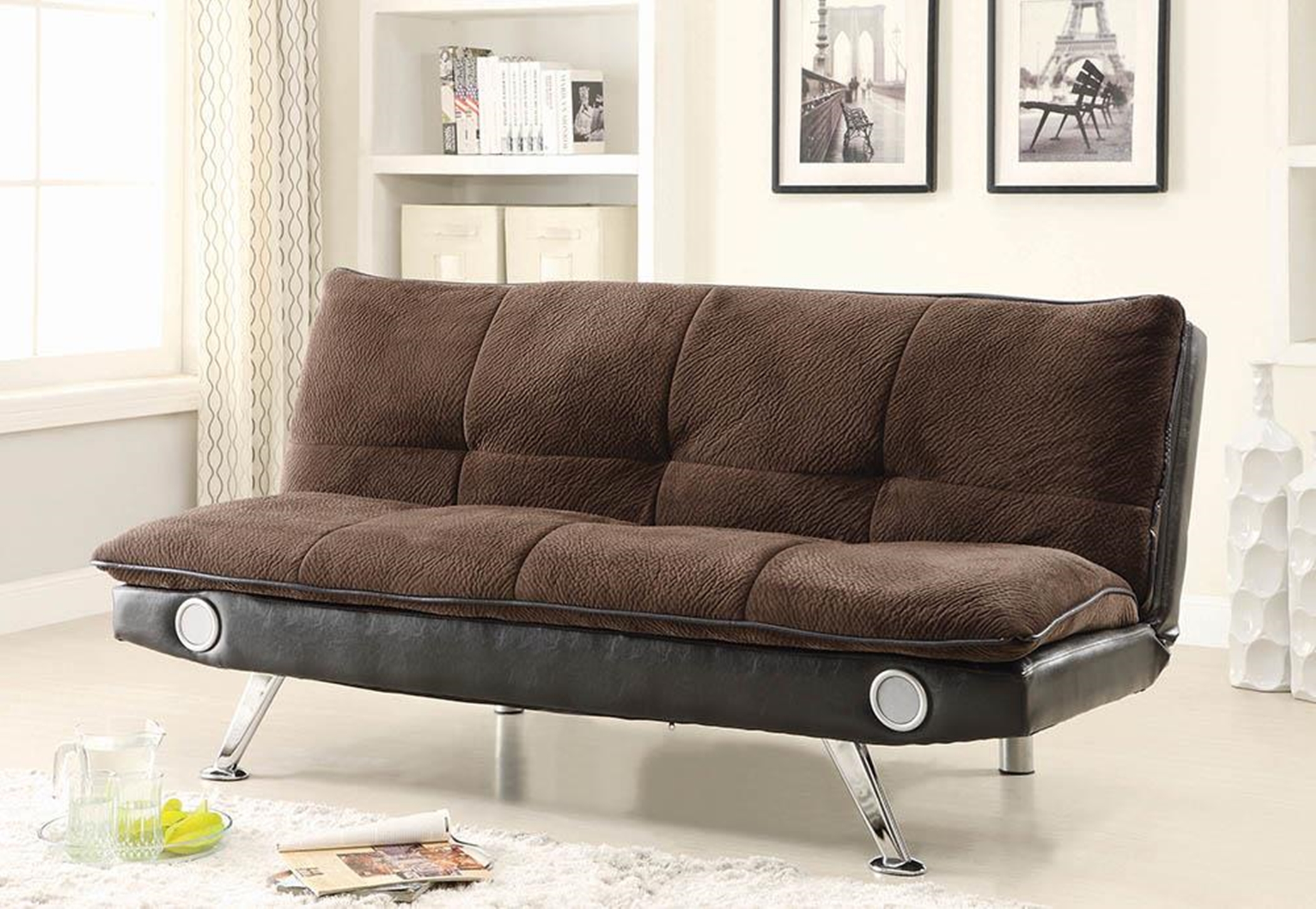 Casual Dark Brown Sofa Bed - Click Image to Close