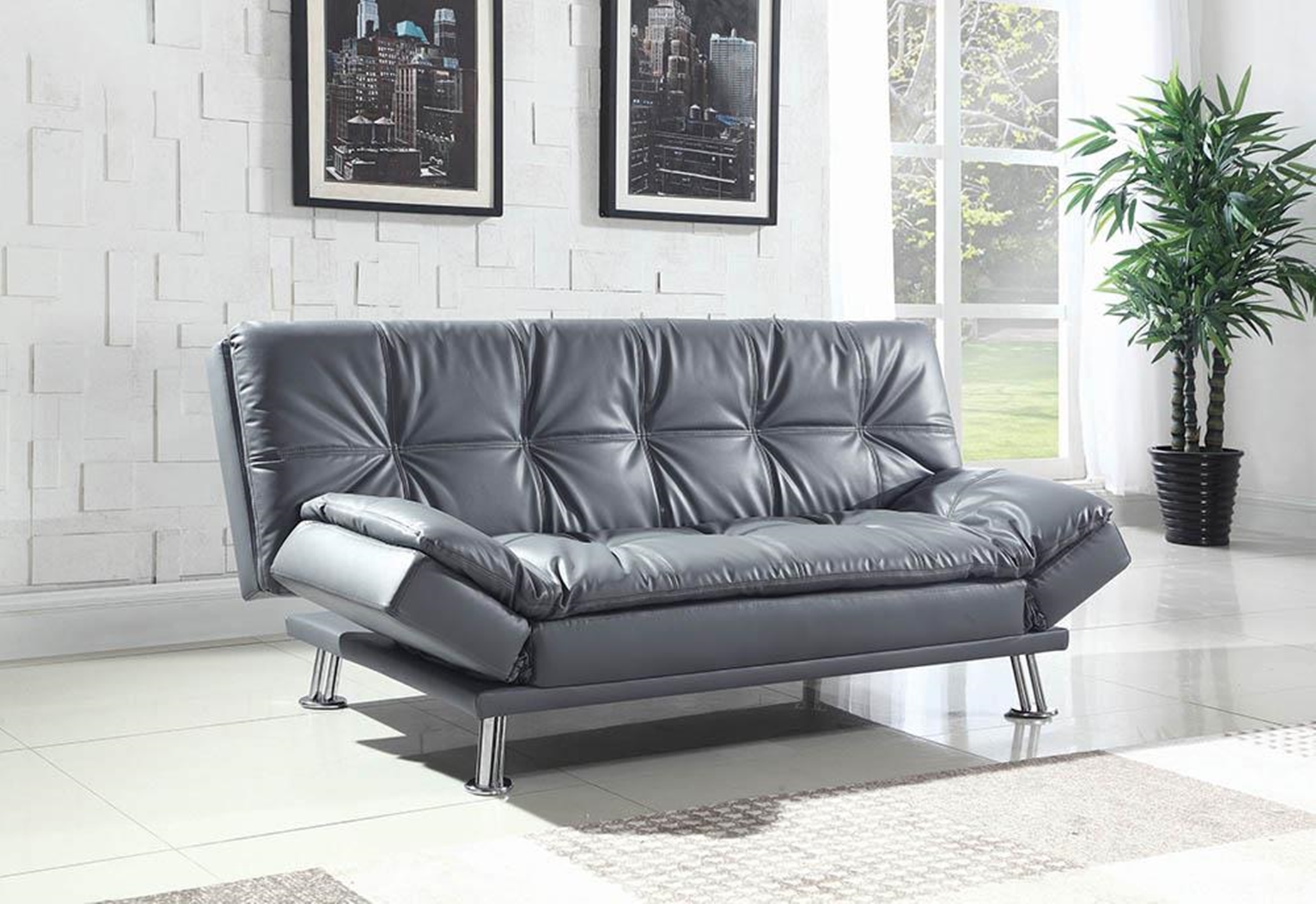Dilleston Contemporary Dark Grey Sofa Bed - Click Image to Close
