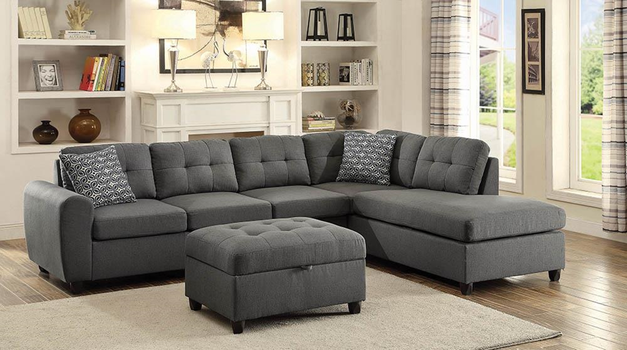 Stonenesse Contemporary Grey Sectional - Click Image to Close