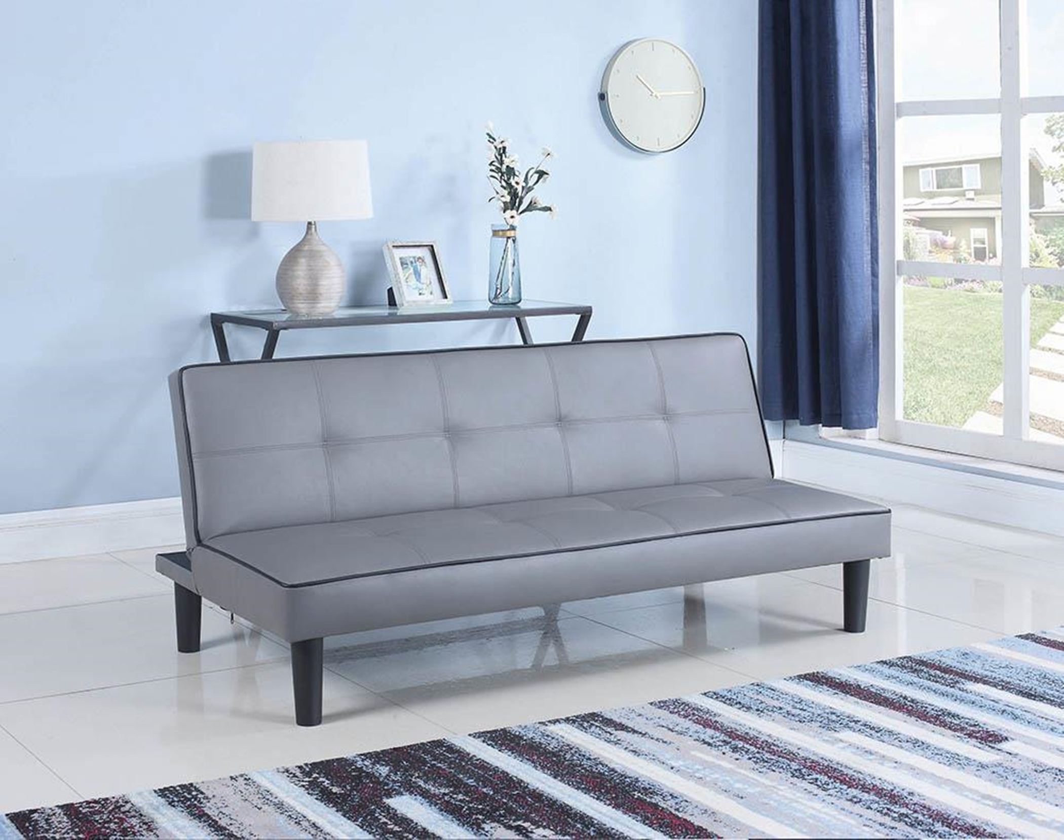 Contemporary Dark Grey Sofa Bed - Click Image to Close