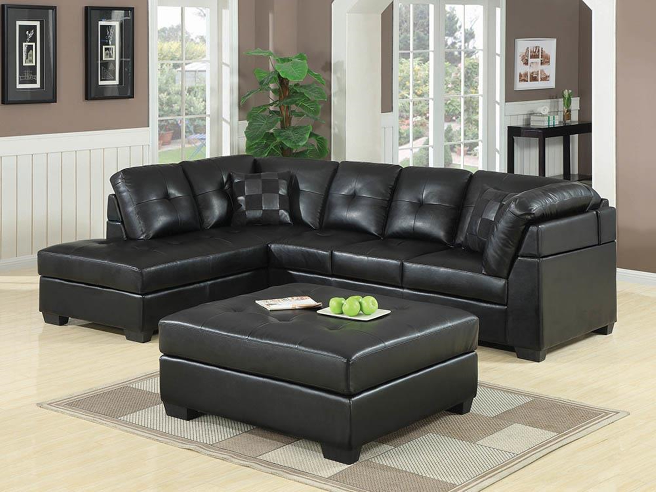 Darie Contemporary Black Sectional - Click Image to Close