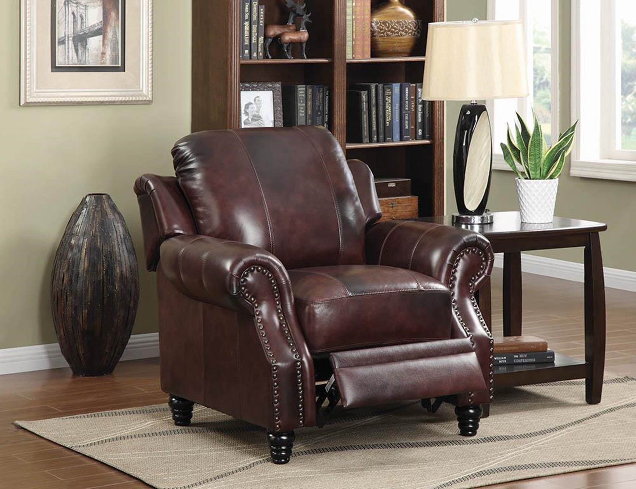 Princeton Traditional Burgundy Push Back Recliner - Click Image to Close