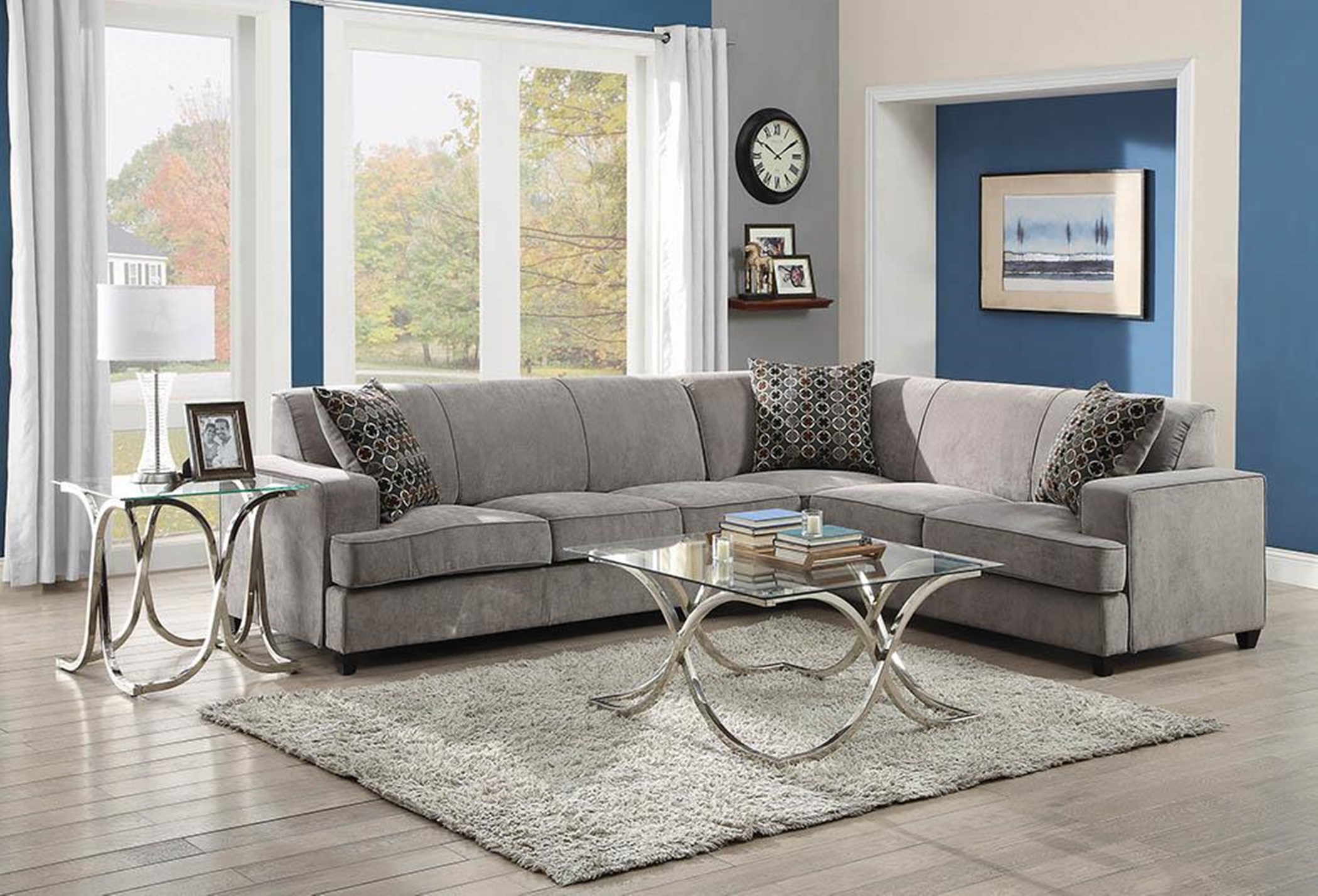 Tess Casual Grey Sectional - Click Image to Close