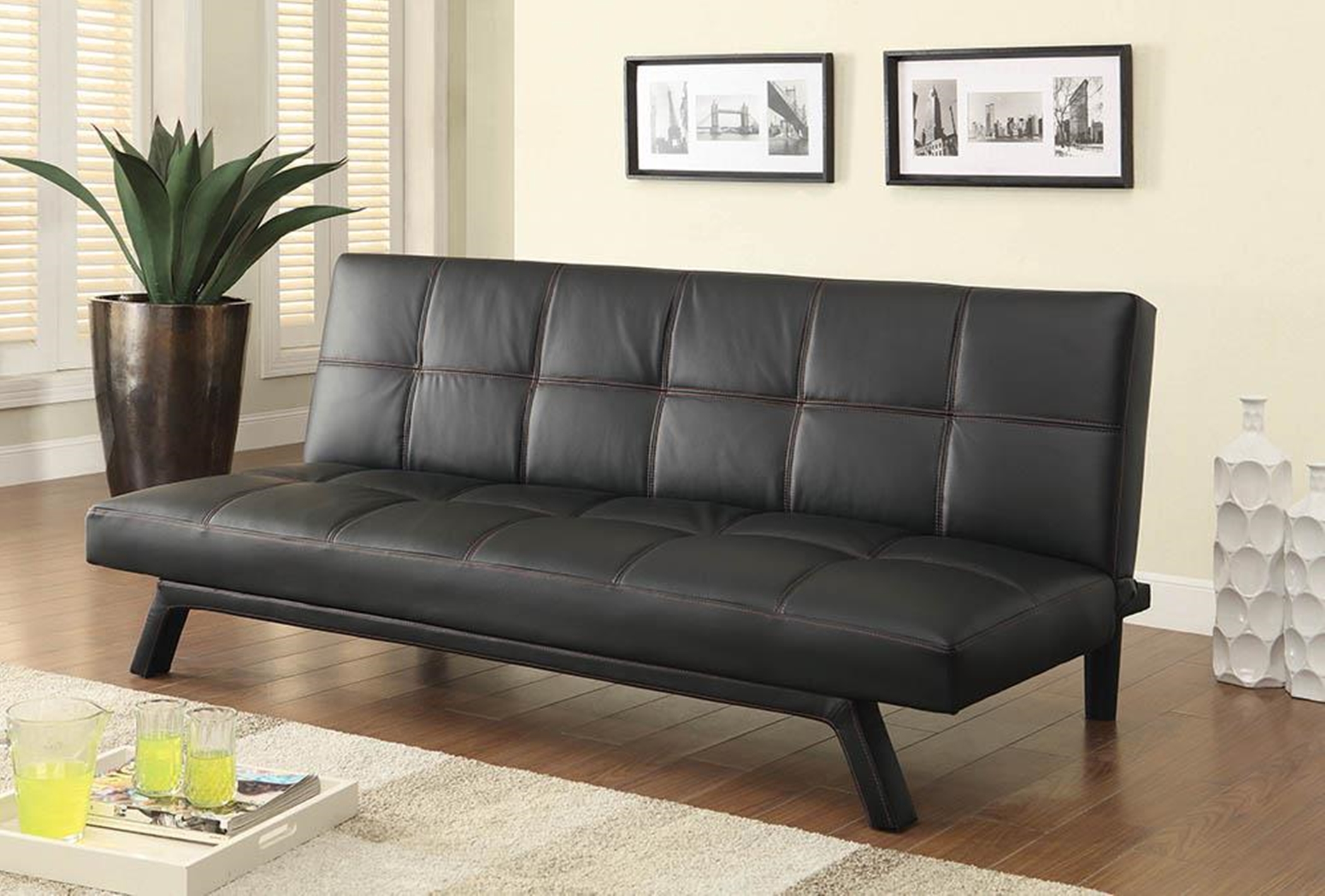 Contemporary Black Sofa Bed - Click Image to Close