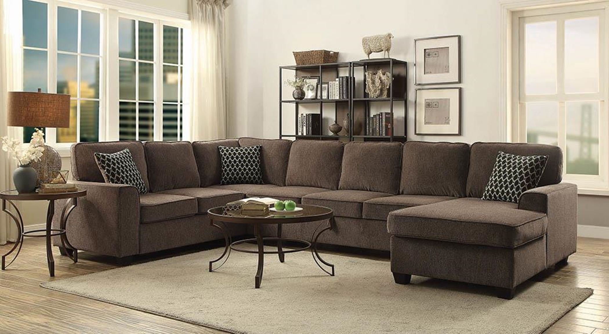 Provence Transitional Brown Sectional - Click Image to Close