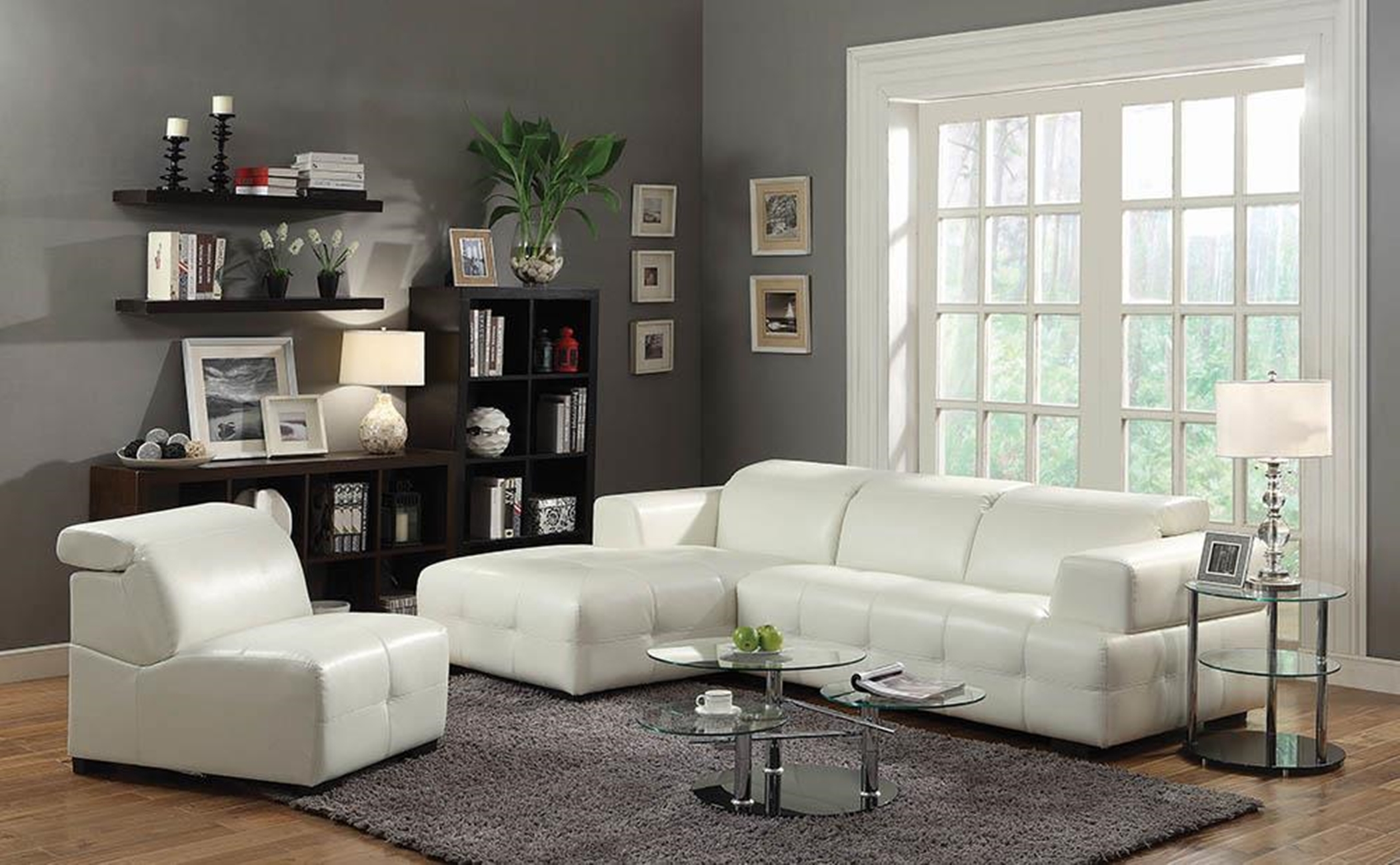 Darby Contemporary White Sectional - Click Image to Close