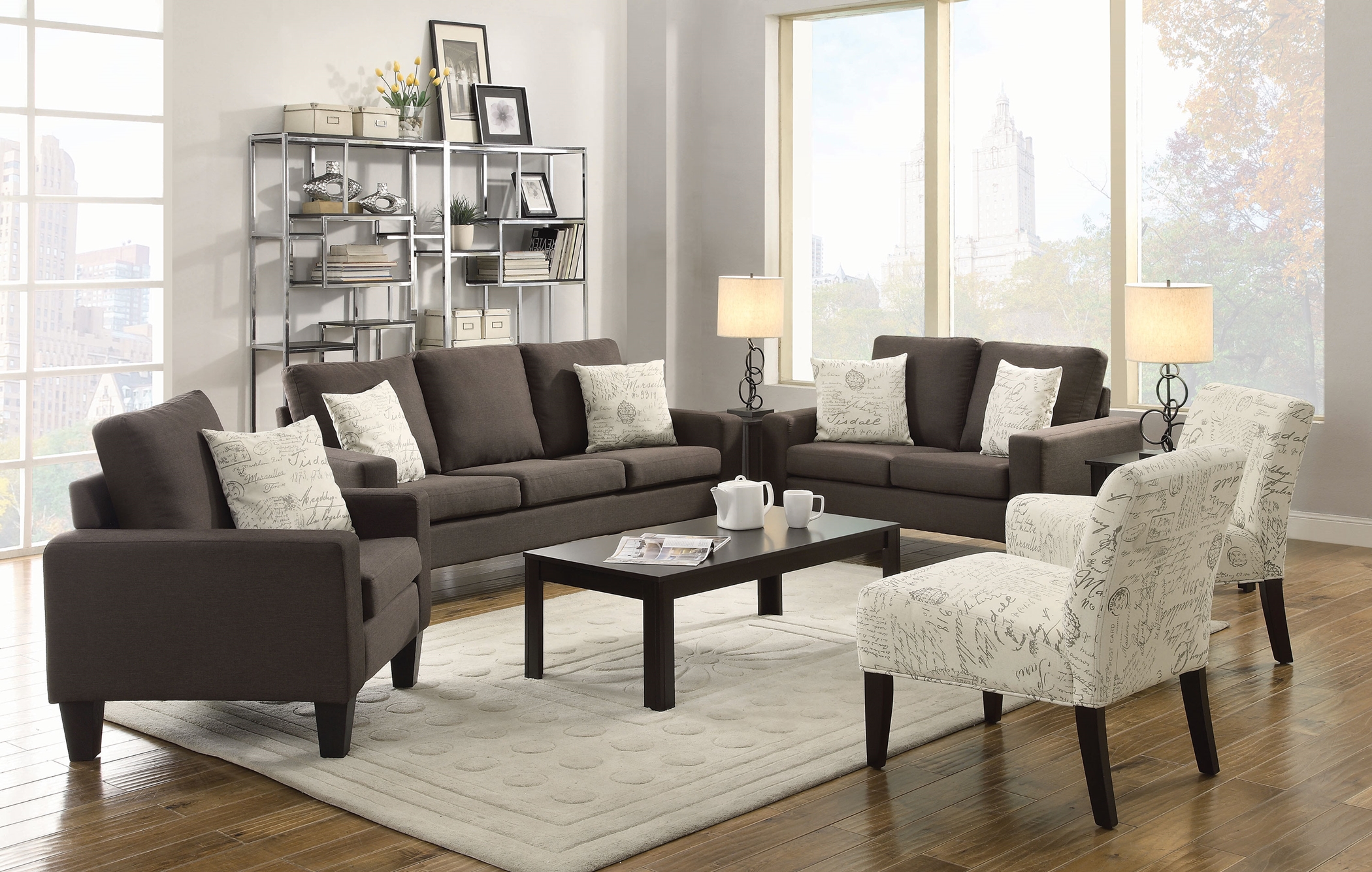 Bachman Transitional Grey Sofa & Love - Click Image to Close