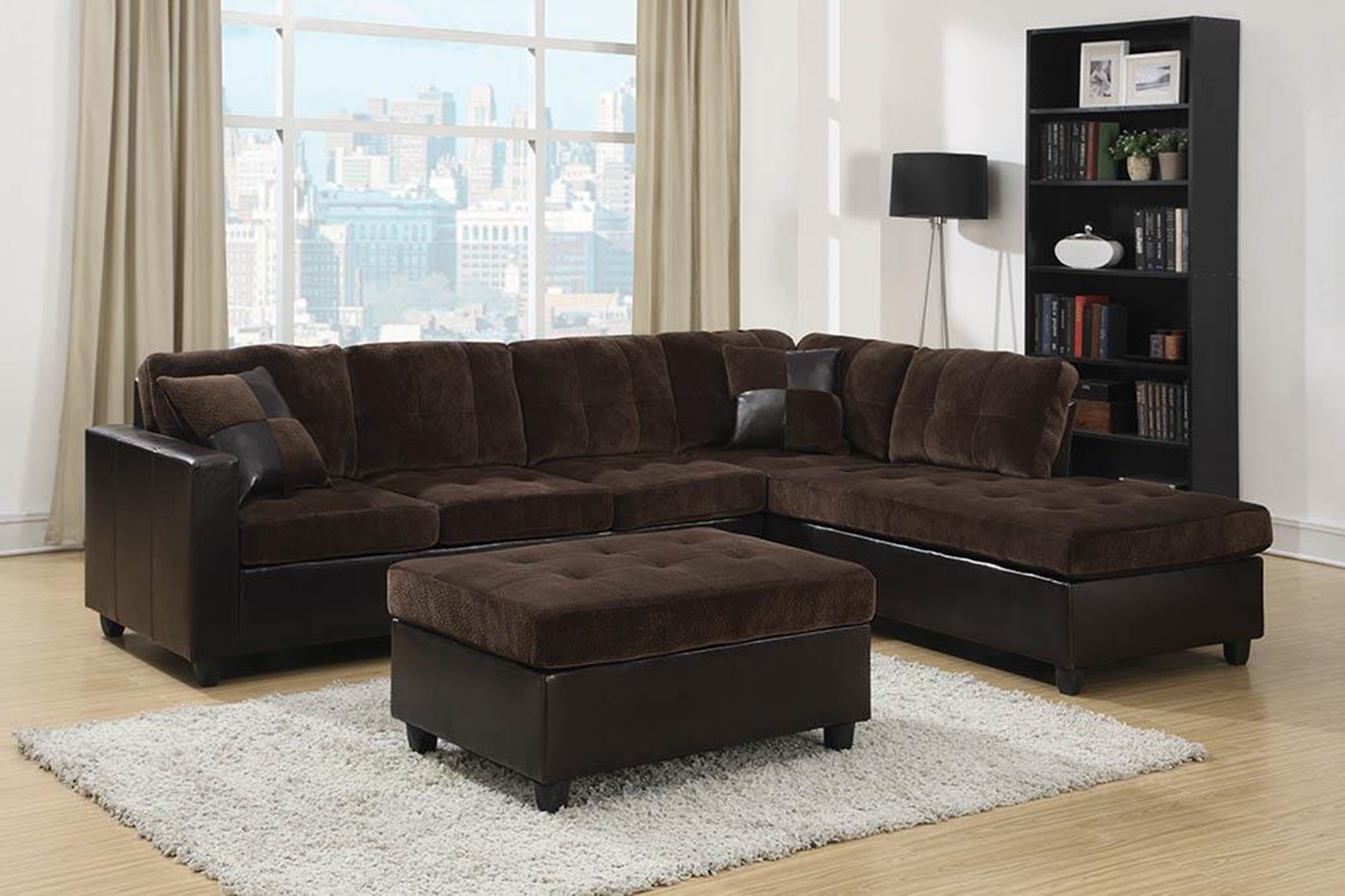 Mallory Casual Dark Chocolate Sectional - Click Image to Close