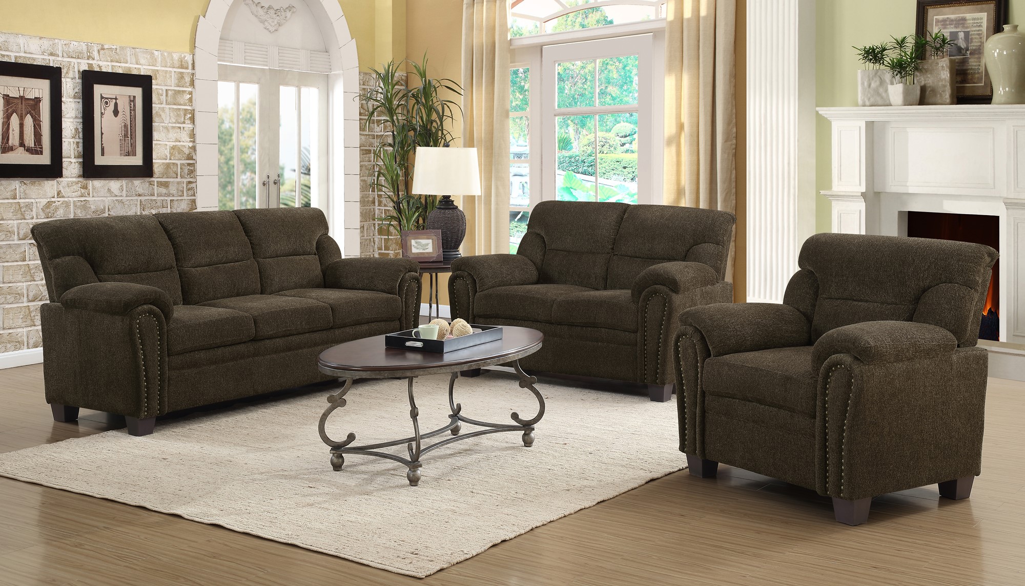 Clemintine Brown Sofa & Love - Click Image to Close