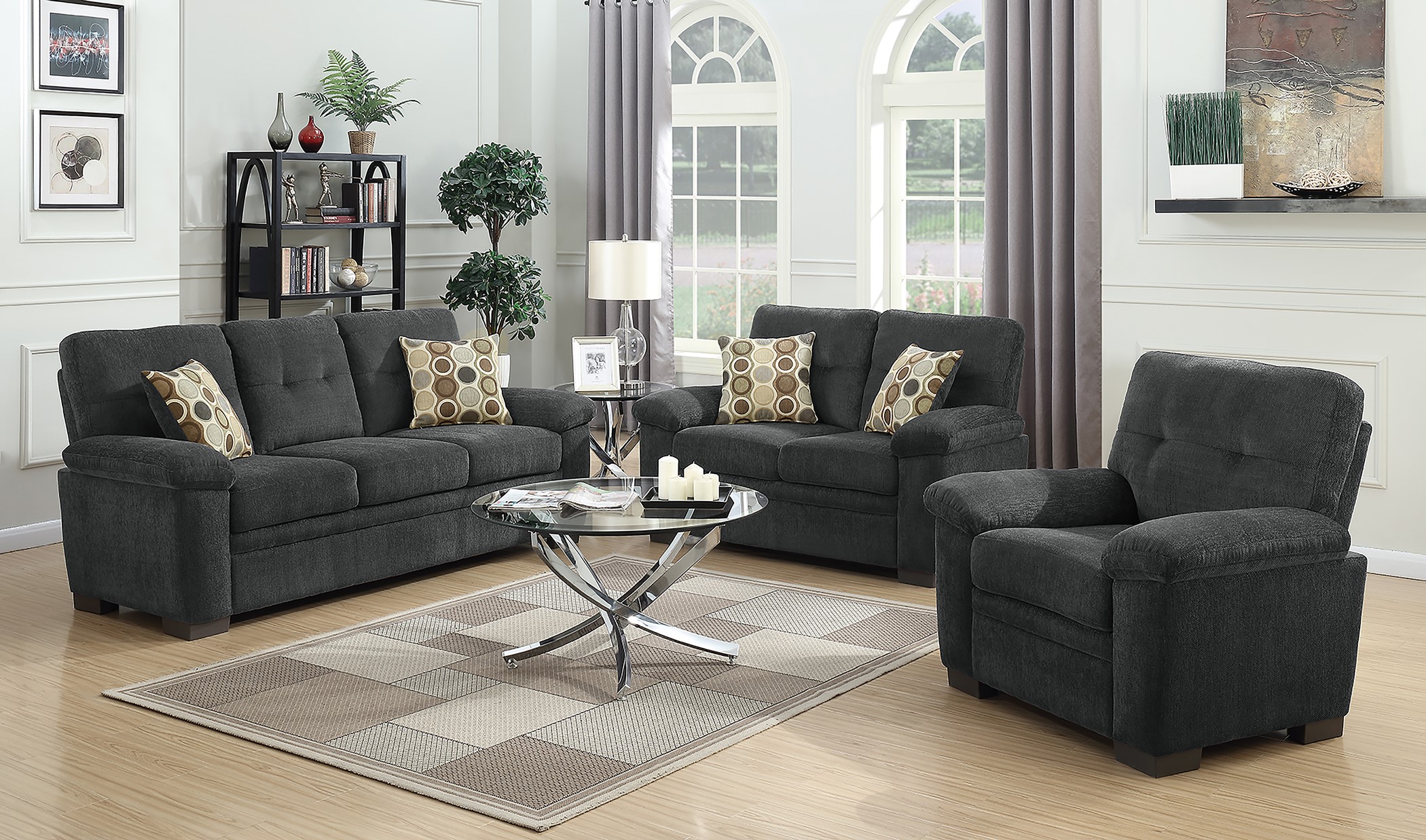 Fairbairn Casual Charcoal Sofa & Love - Click Image to Close