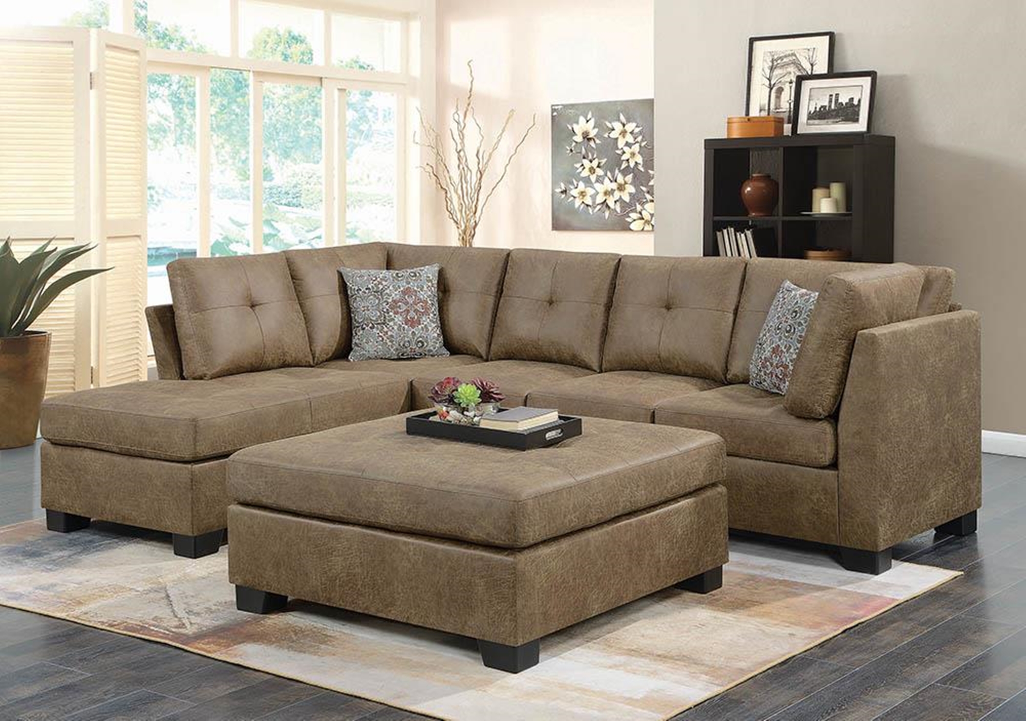 Darie Casual Golden Brown Sectional - Click Image to Close