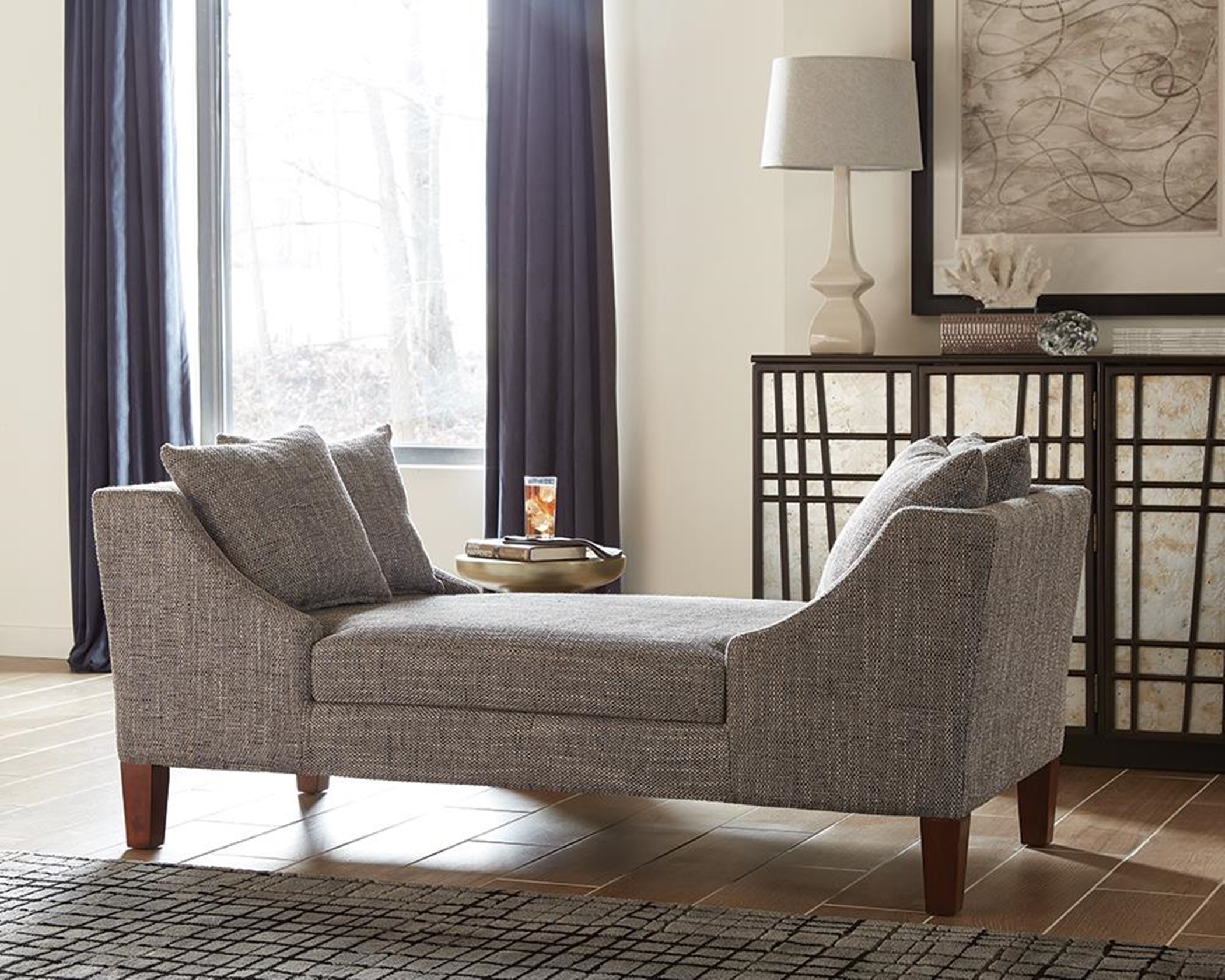 Mid-Century Grey Double-Sided Chaise - Click Image to Close