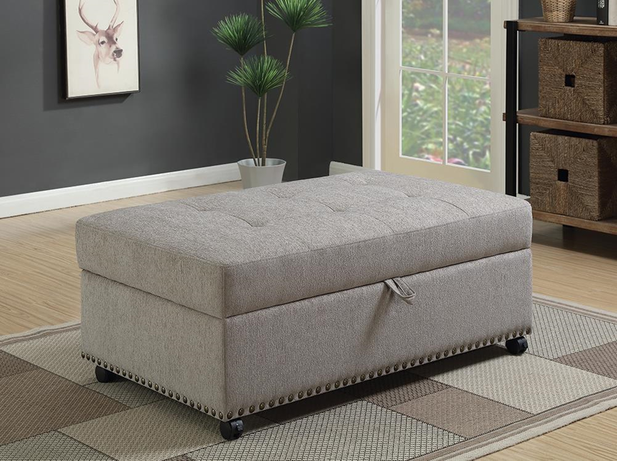 Traditional Dove Grey Sleeper Ottoman - Click Image to Close