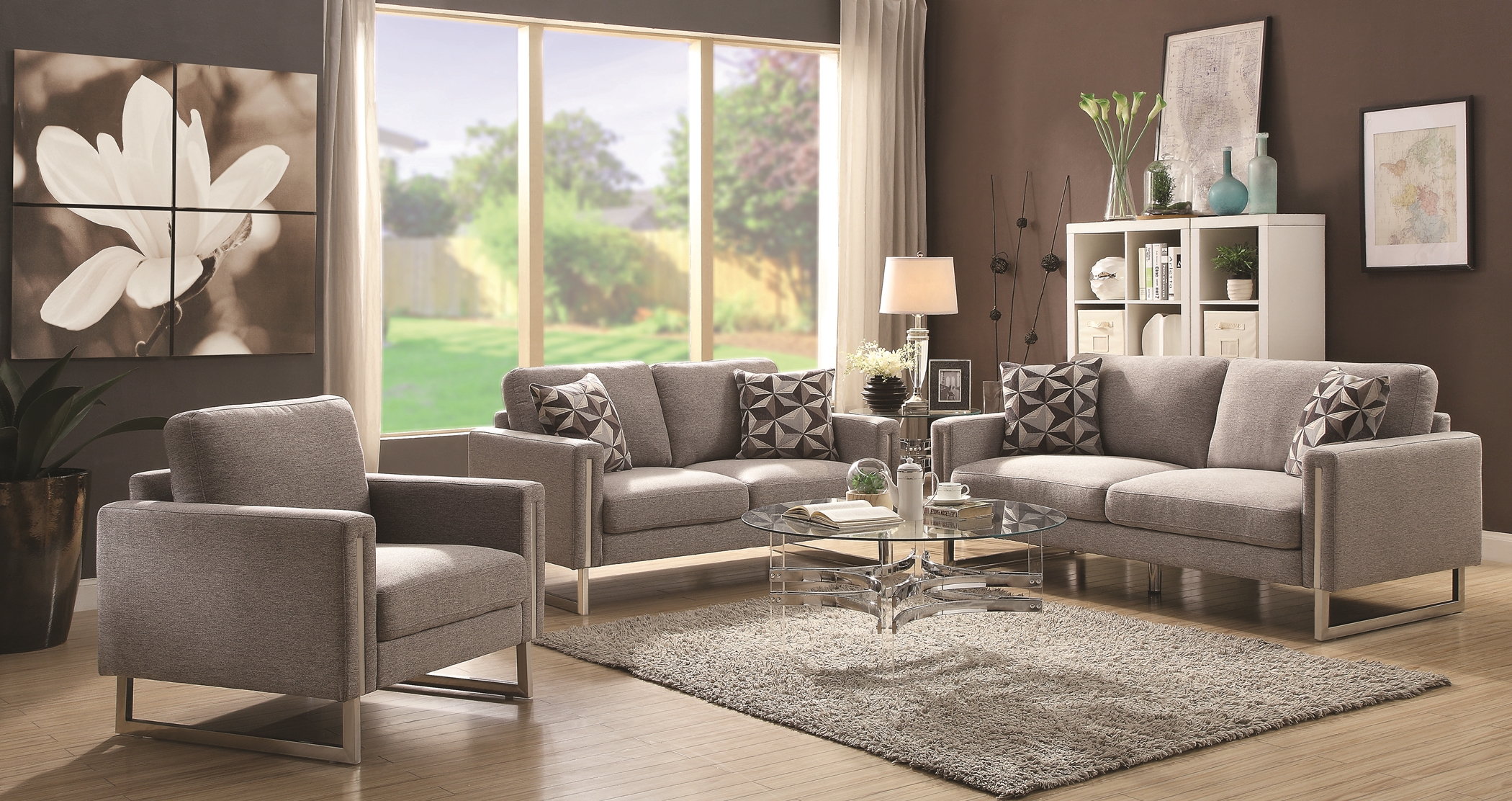 Stellan Contemporary Grey Sofa & Love - Click Image to Close