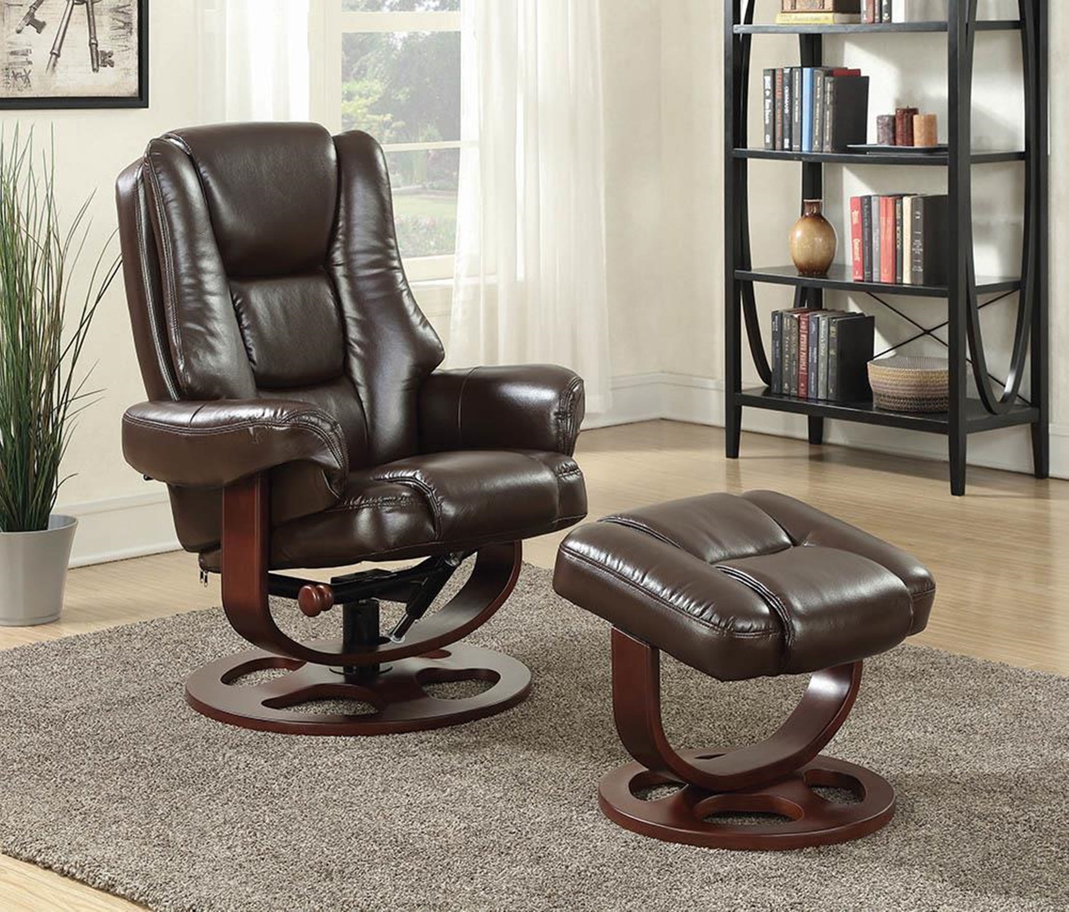 Transitional Brown Chair with Ottoman - Click Image to Close